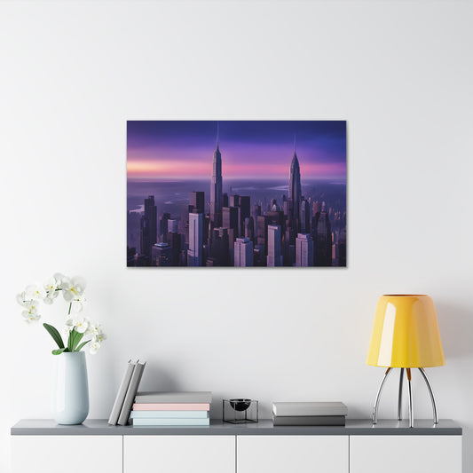 Purple Hues: Cityscape Wall Décor