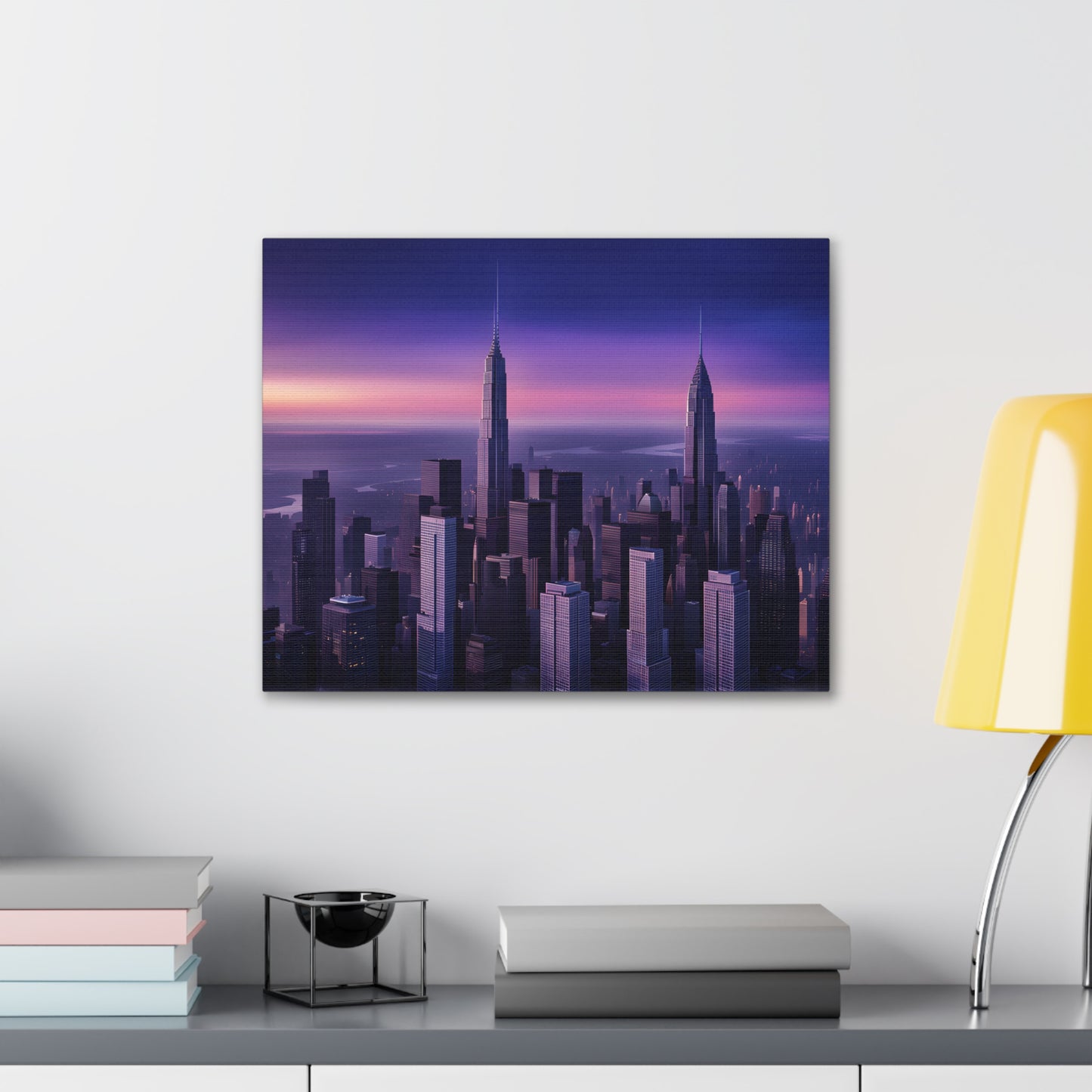 Purple Hues: Cityscape Wall Décor