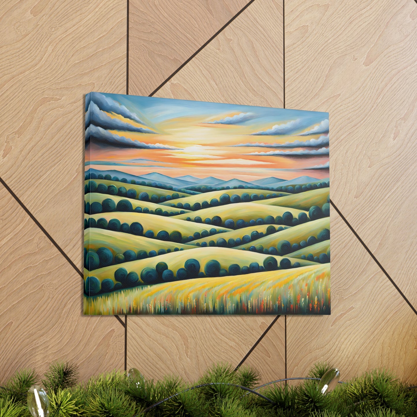 Verdant Hillside: Classic Oil Painting Wall Décor