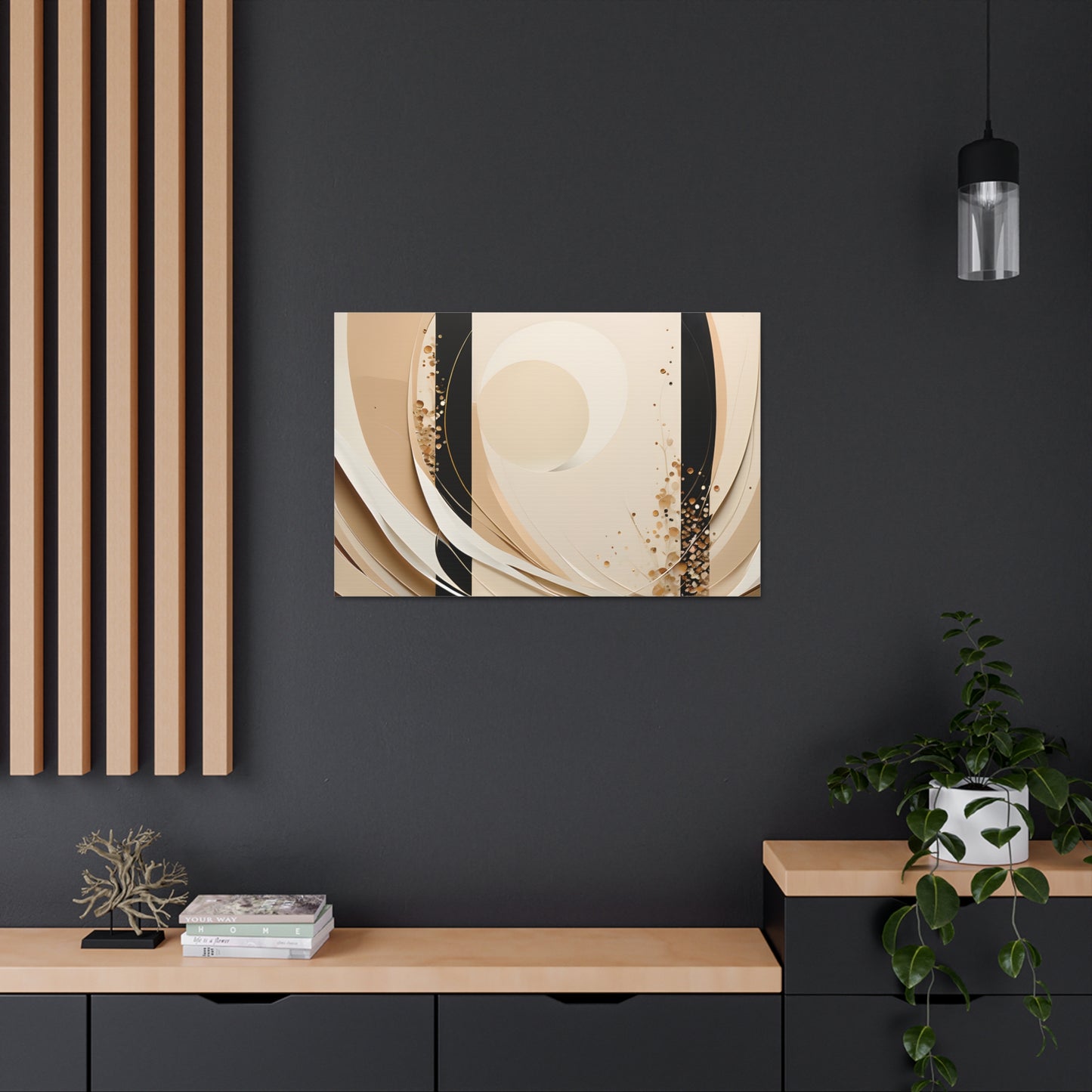 Subtle Crescent: Abstract Beige Wall Décor