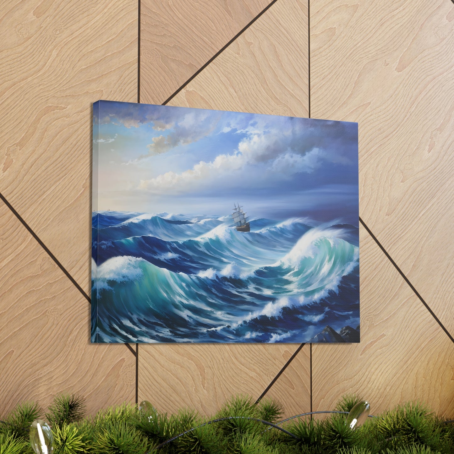 Dramatic Waves: Classic Oil Painting Wall Décor