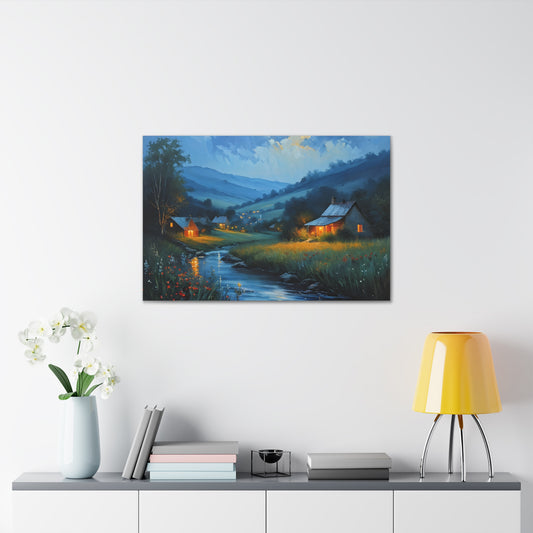 Twilight Cottage: Classic Oil Painting Wall Décor