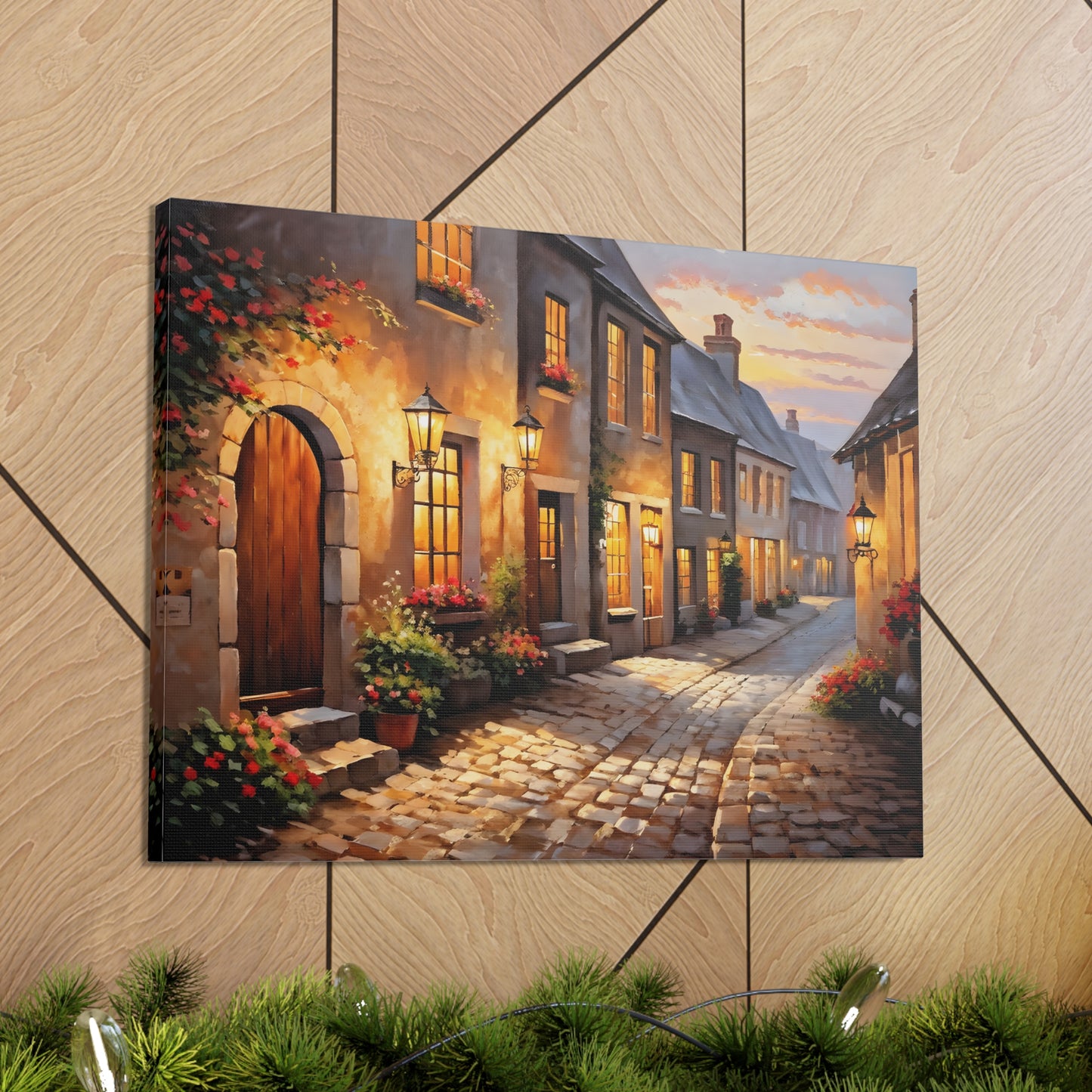 Cobblestone Path: Classic Oil Painting Wall Décor