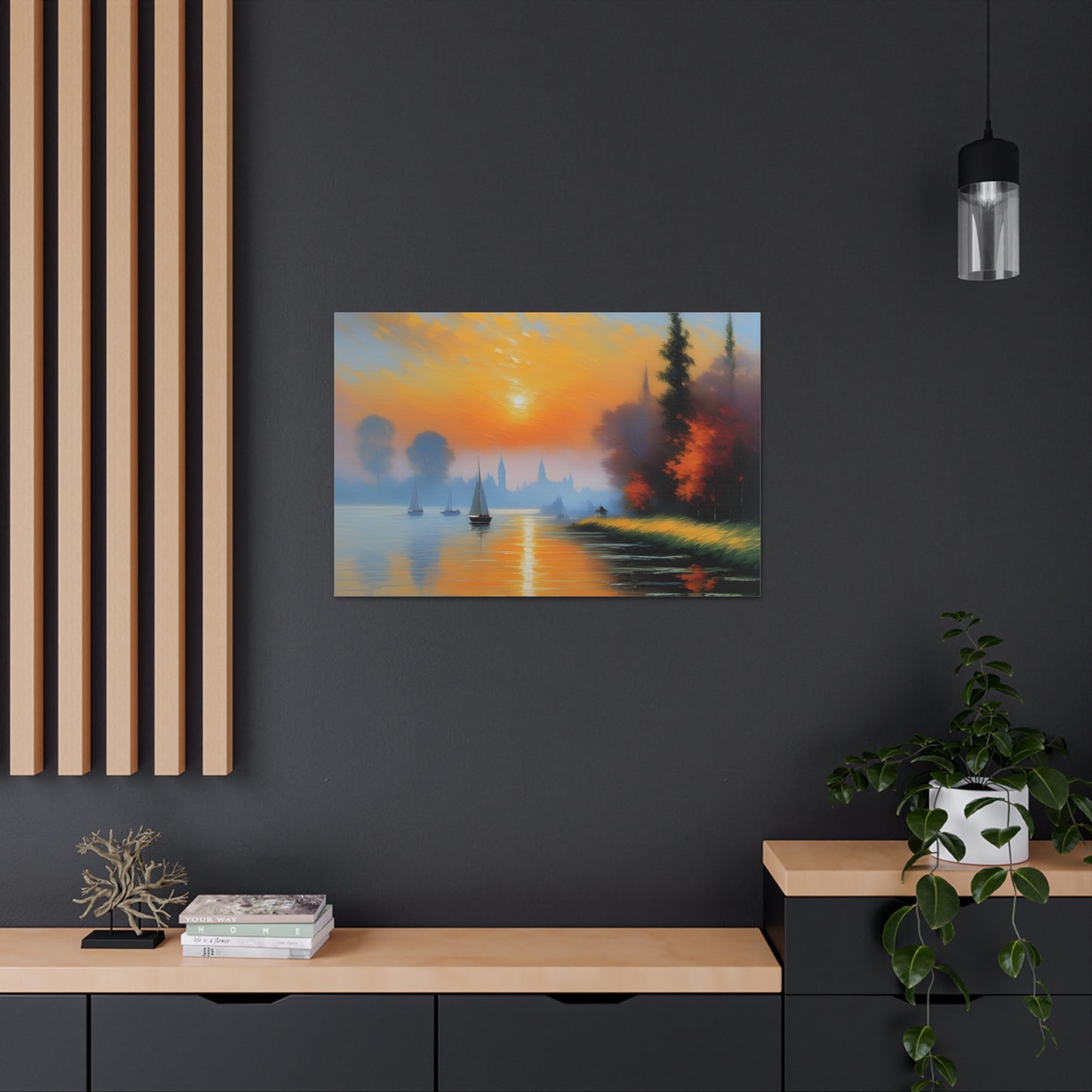 Lakeside Reflections: Classic Oil Painting Wall Décor