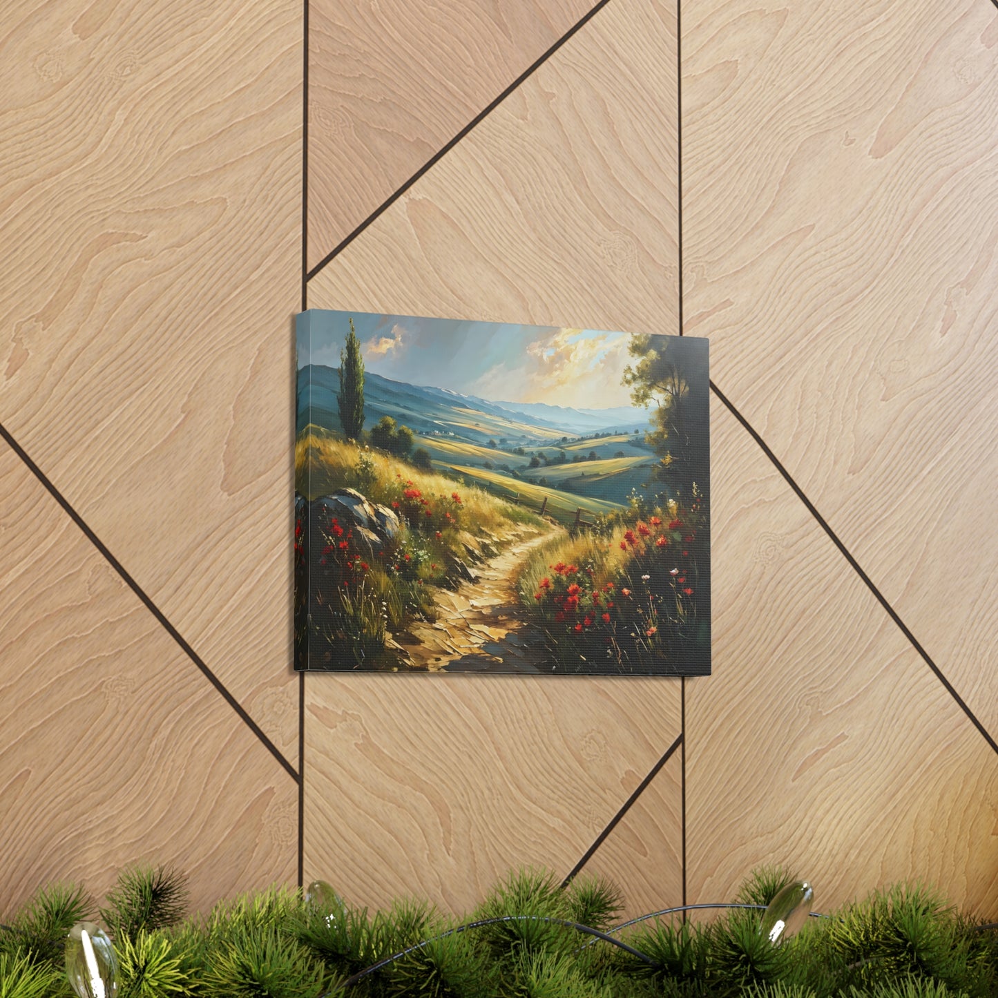 Serene Hillside: Classic Oil Painting Wall Décor