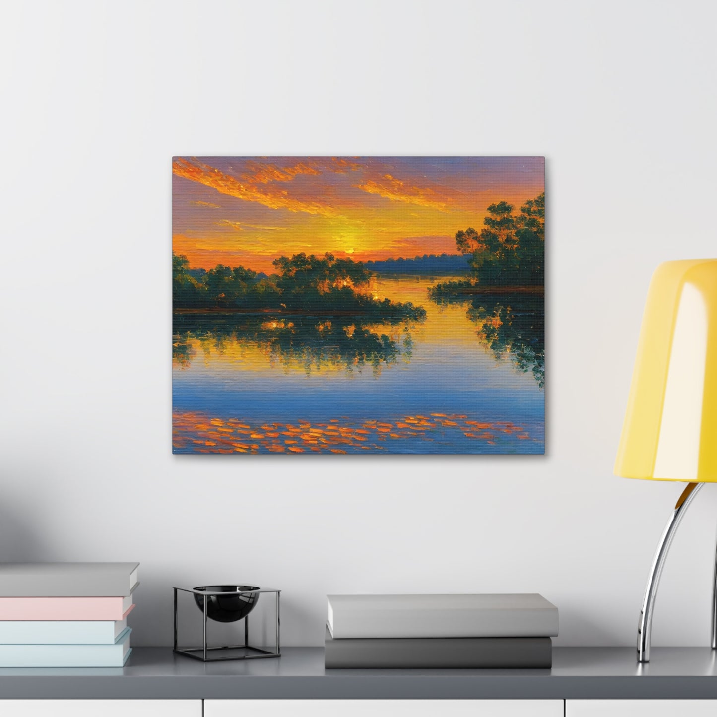 Serene Lakeside: Classic Oil Painting Wall Décor