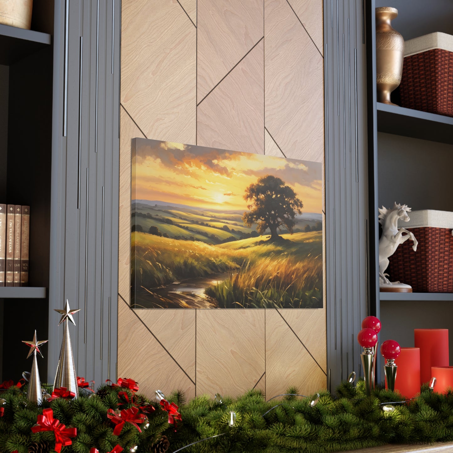 Sunrise Meadow: Classic Oil Painting Wall Décor