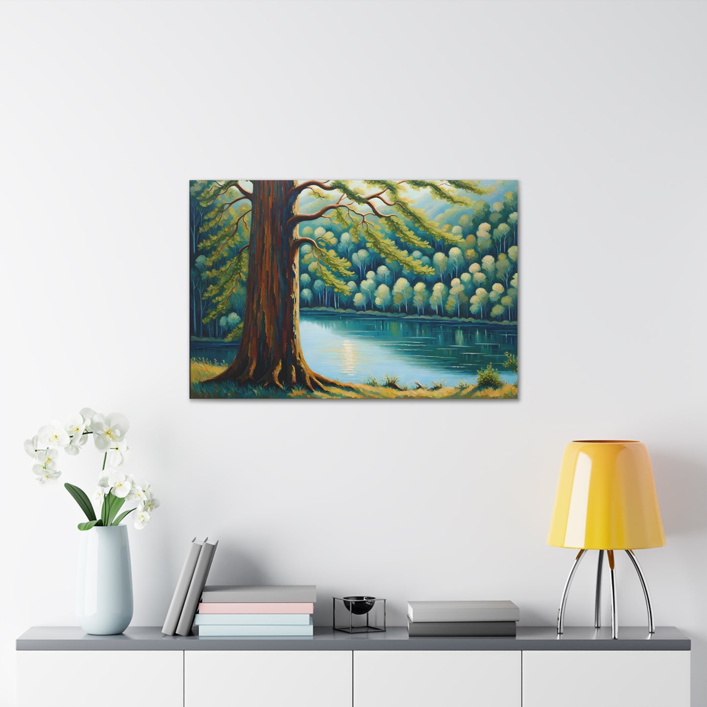 Peaceful River: Classic Oil Painting Wall Décor