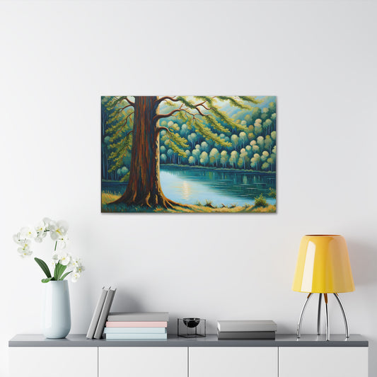 Peaceful River: Classic Oil Painting Wall Décor