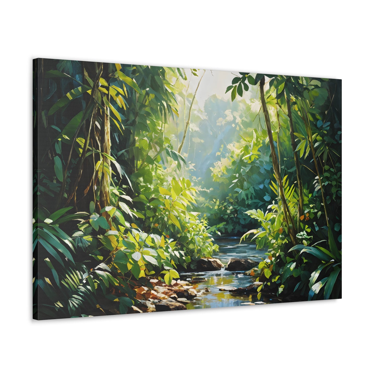 Verdant Stream: Classic Oil Painting Wall Décor