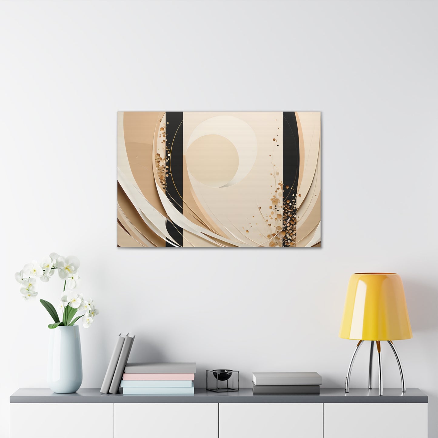 Subtle Crescent: Abstract Beige Wall Décor