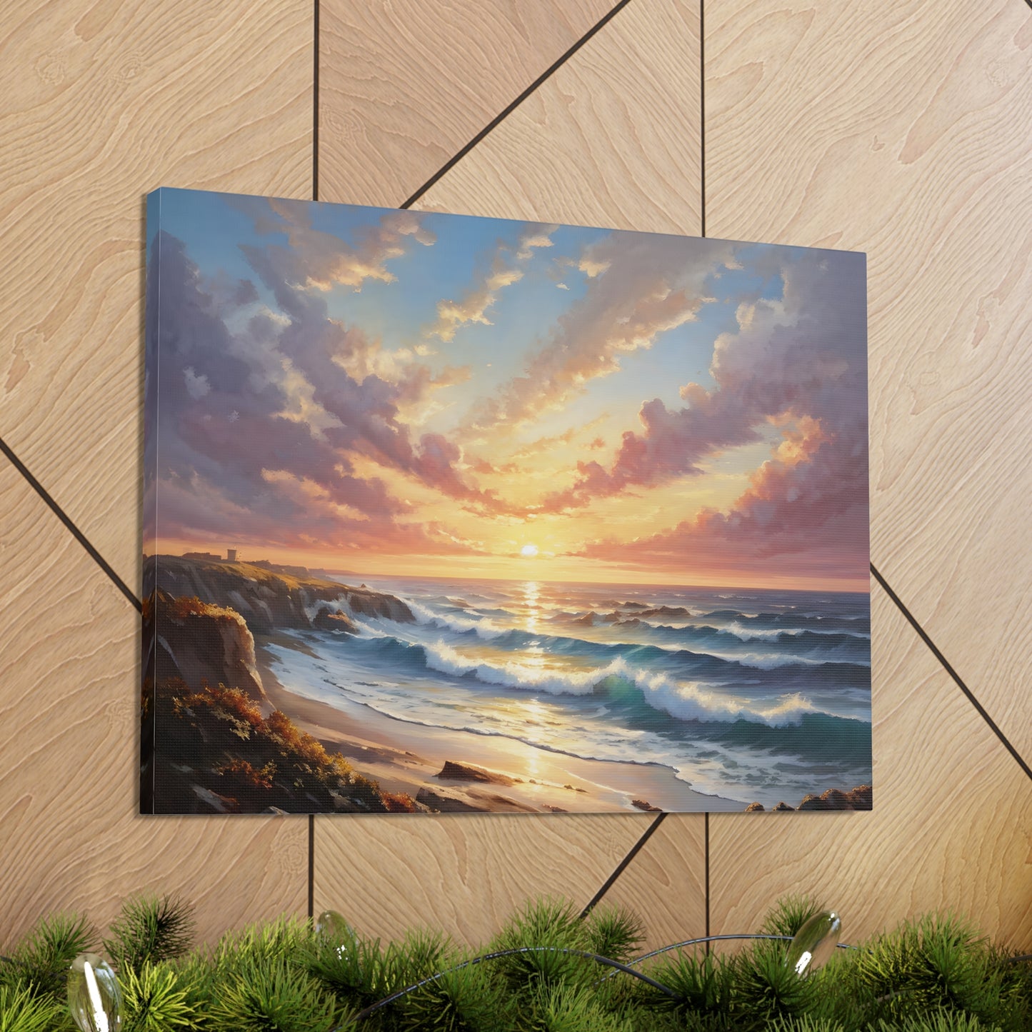 Coastal Sunrise: Classic Oil Painting Wall Décor