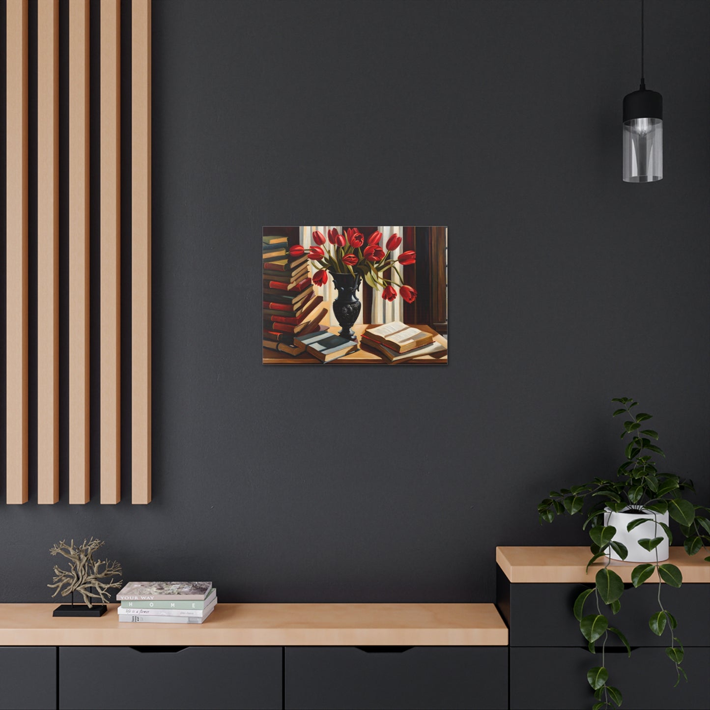 Drenched Tulips: Classic Oil Painting Wall Décor