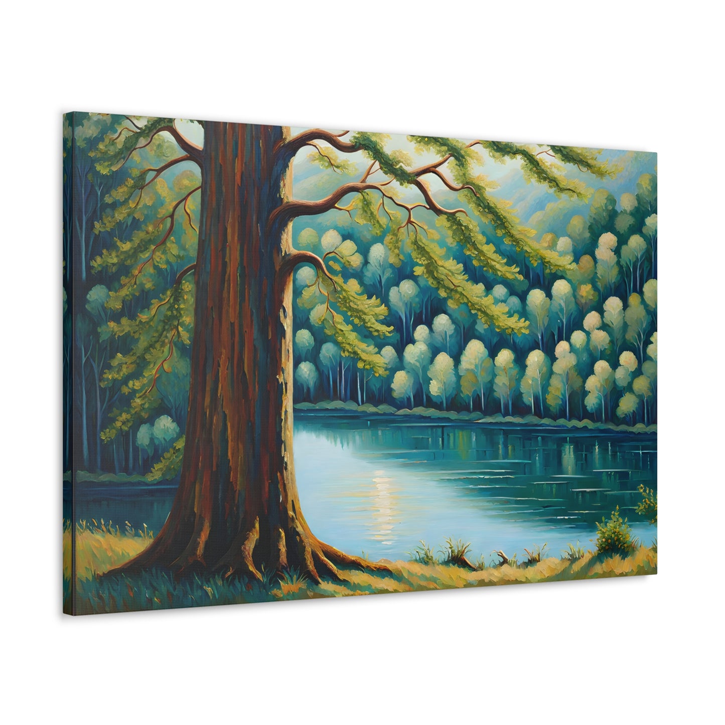 Peaceful River: Classic Oil Painting Wall Décor