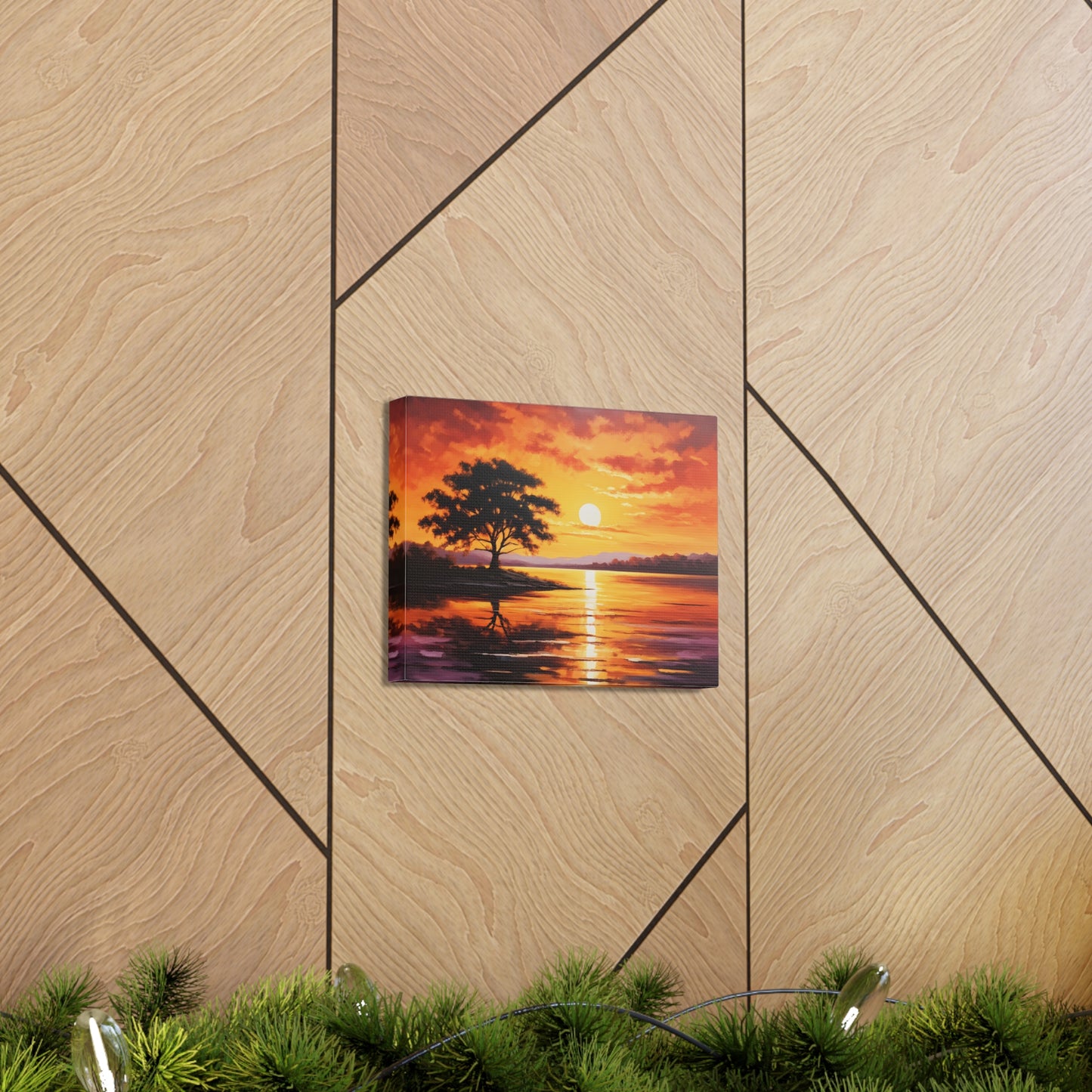 Sunset Cascade: Classic Oil Painting Wall Décor