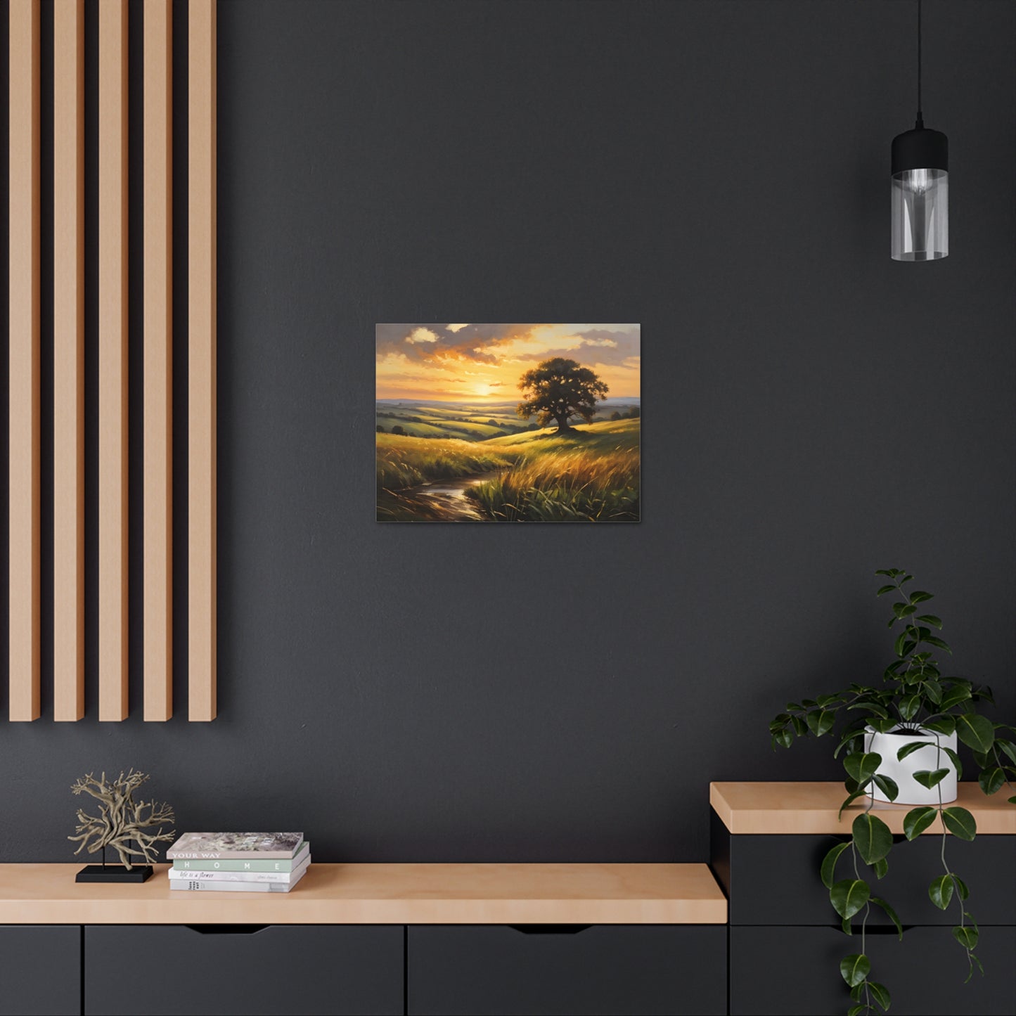 Sunrise Meadow: Classic Oil Painting Wall Décor