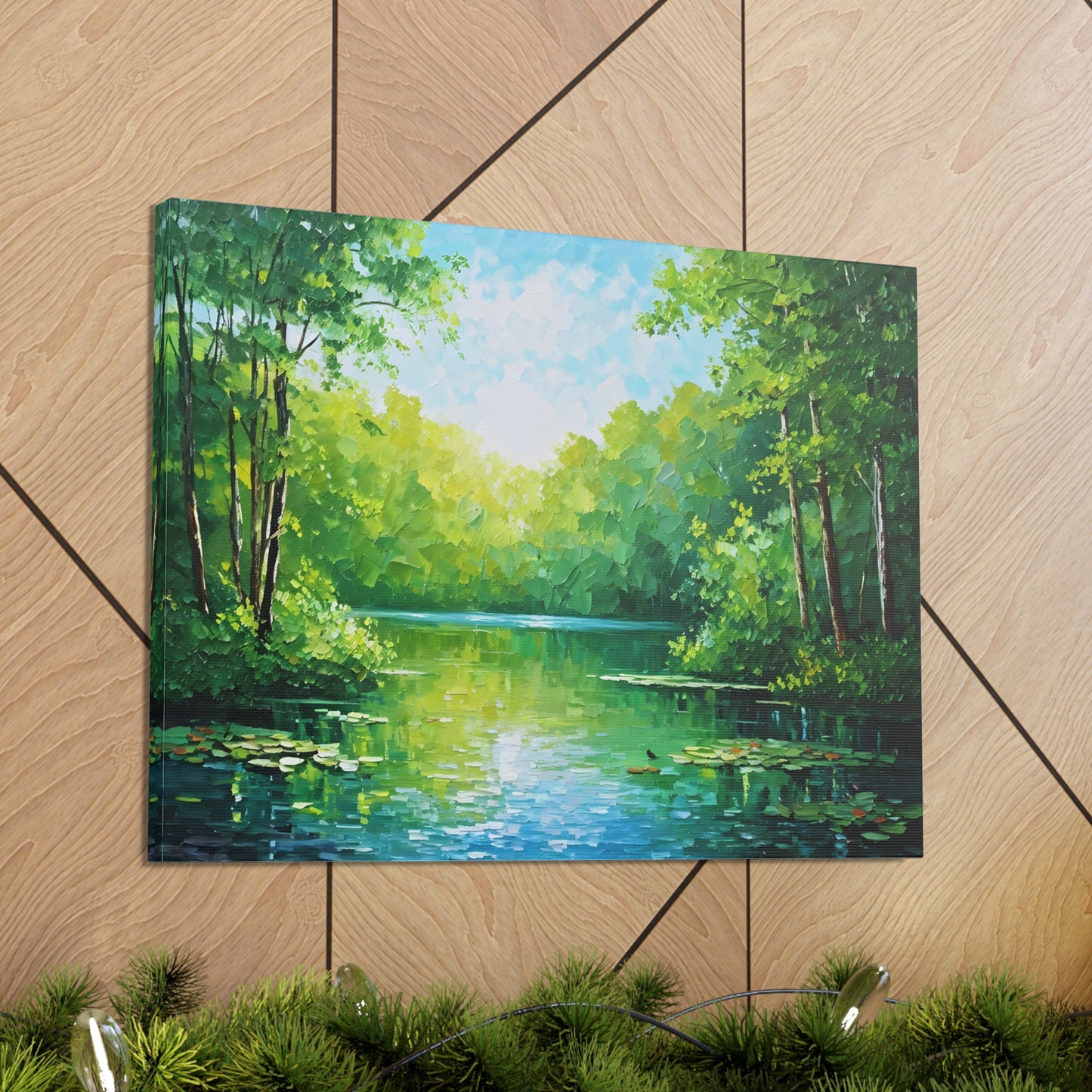 Serene Lagoon: Classic Oil Painting Wall Décor