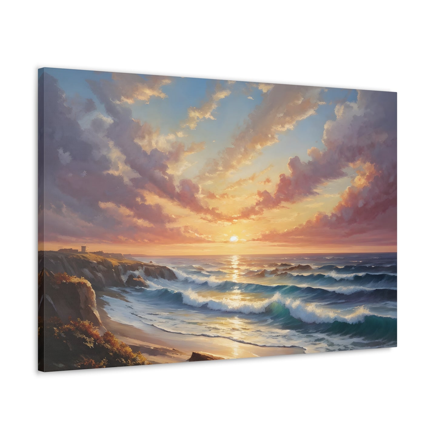 Coastal Sunrise: Classic Oil Painting Wall Décor