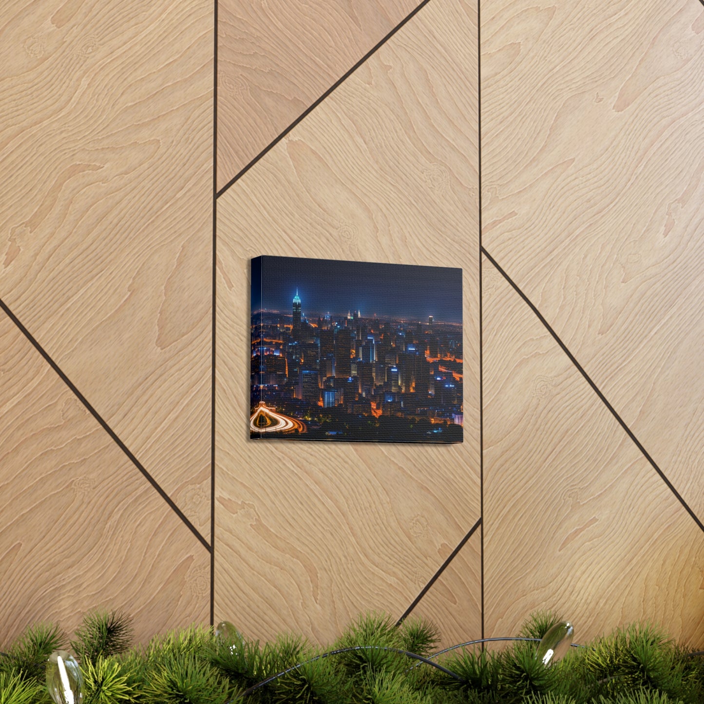 Nightfall Urban Tapestry: Cityscape Wall Décor