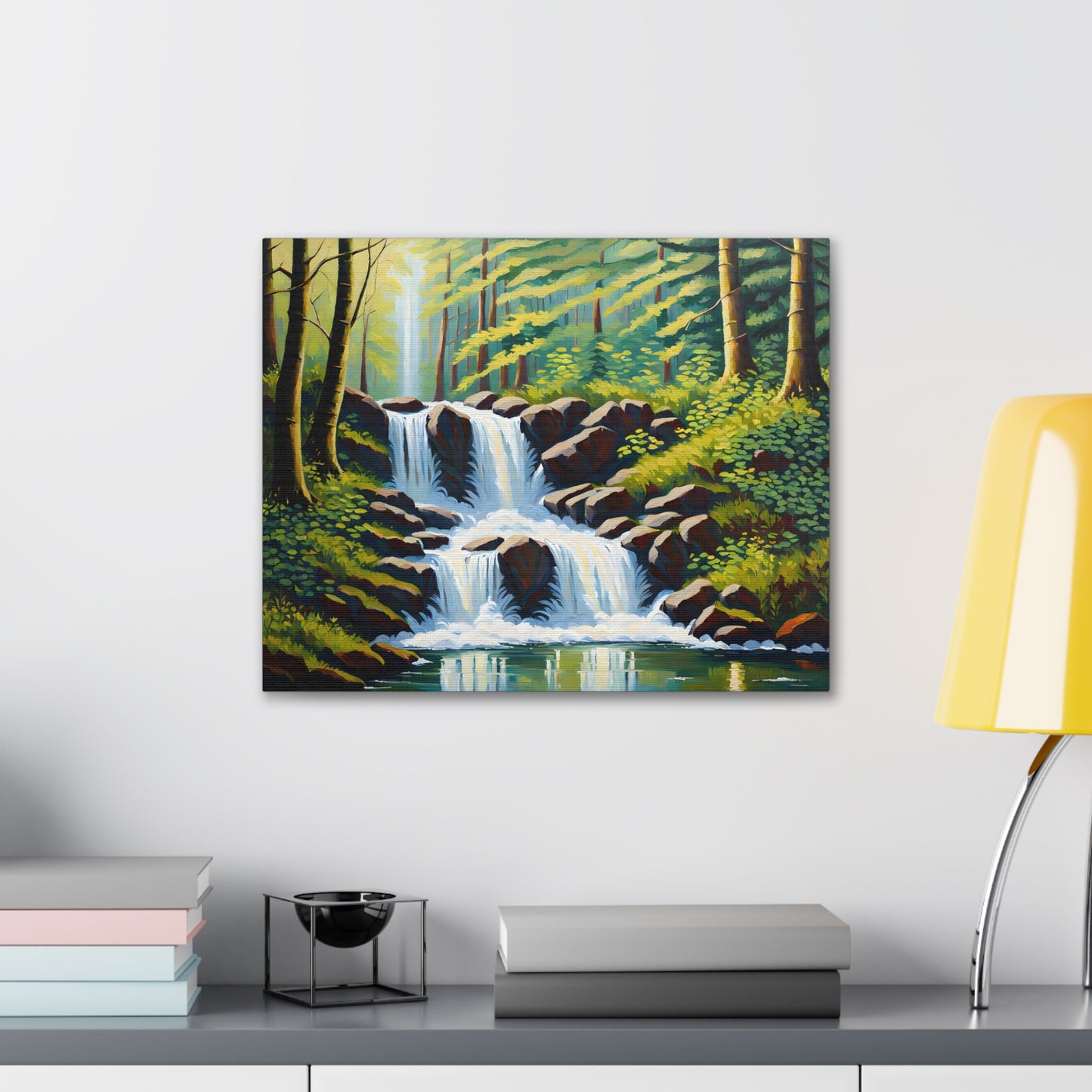 Lush Waterfall: Classic Oil Painting Wall Décor