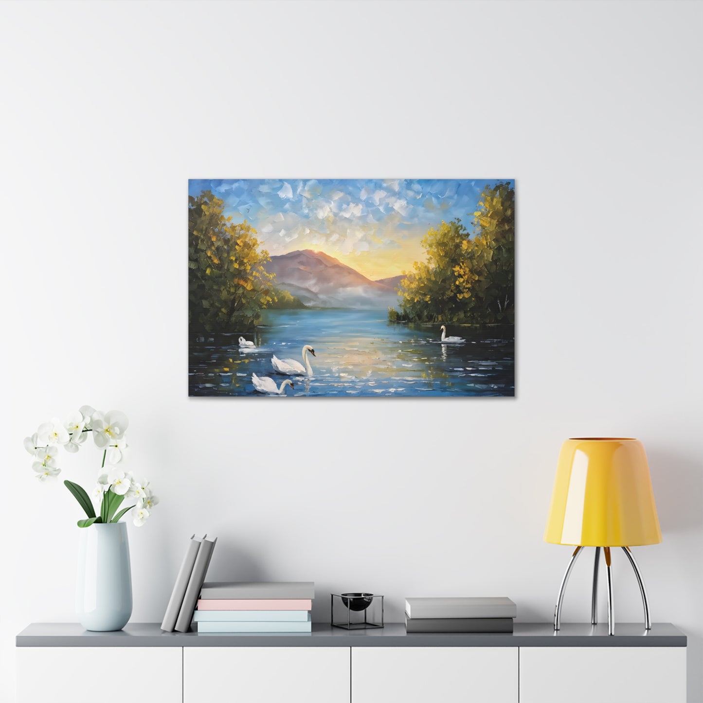 Gliding Swans: Classic Oil Painting Wall Décor