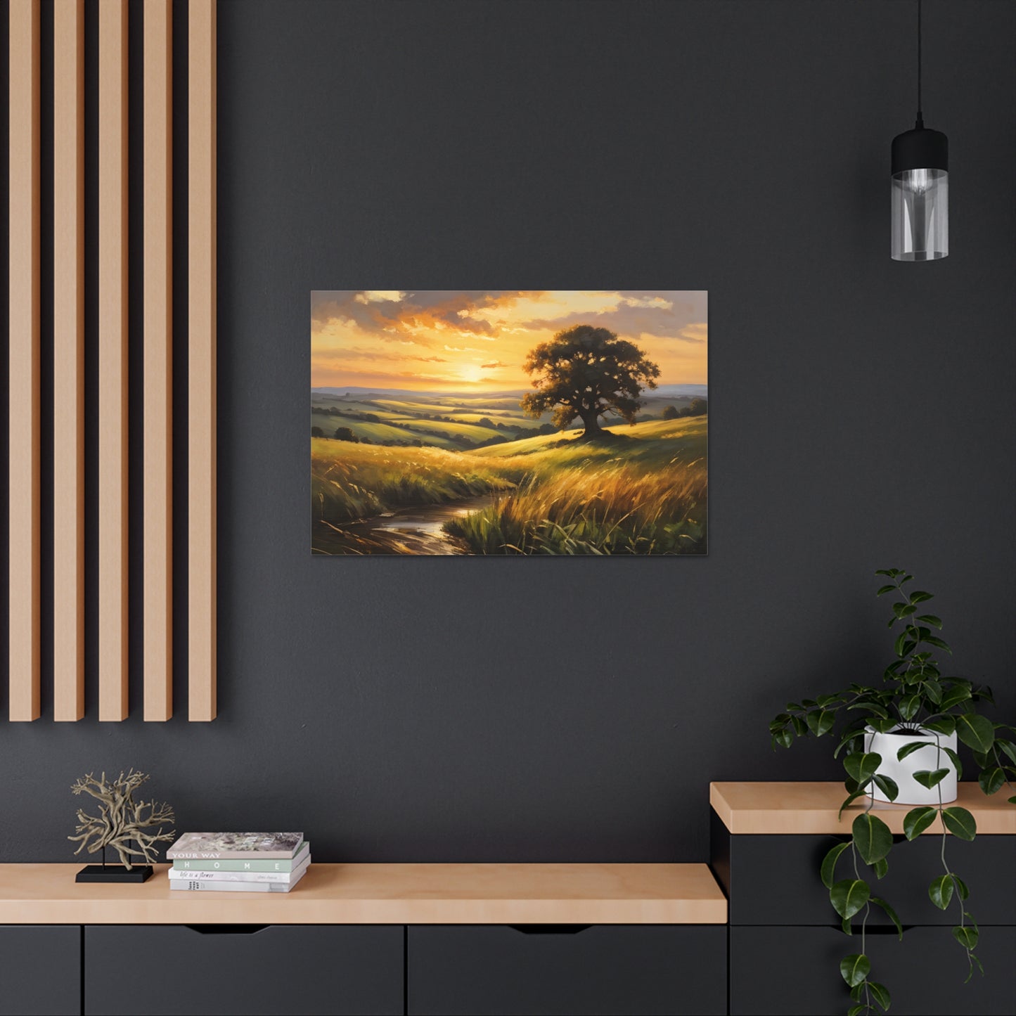 Sunrise Meadow: Classic Oil Painting Wall Décor