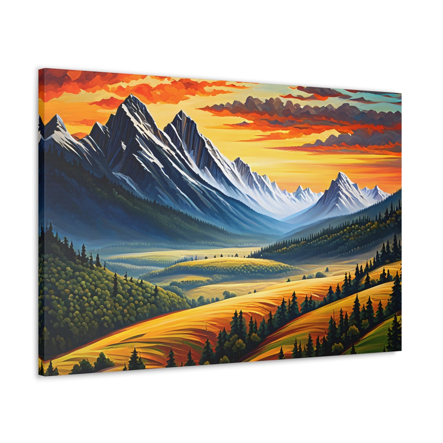 Mountain Echo: Classic Oil Painting Wall Décor