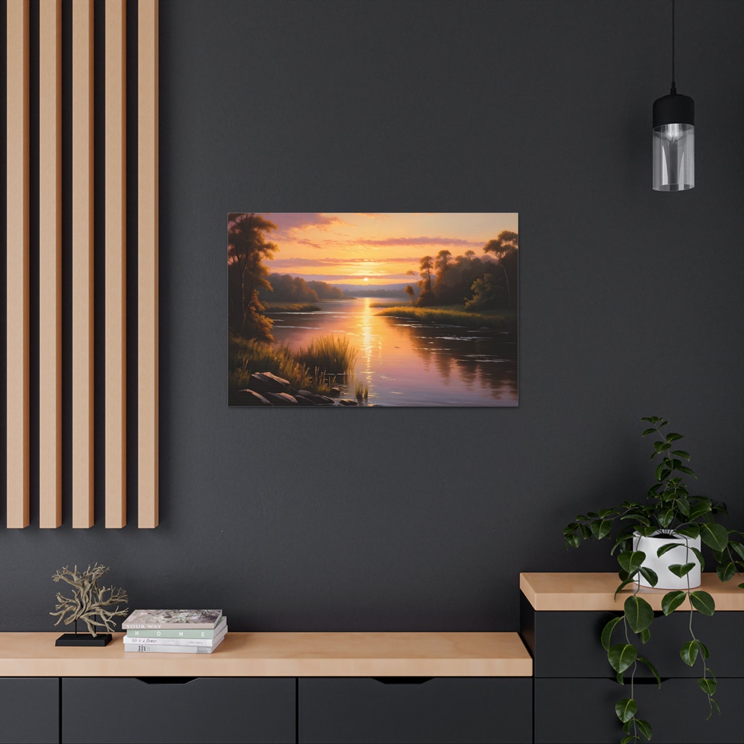 Lush Riverside: Classic Oil Painting Wall Décor