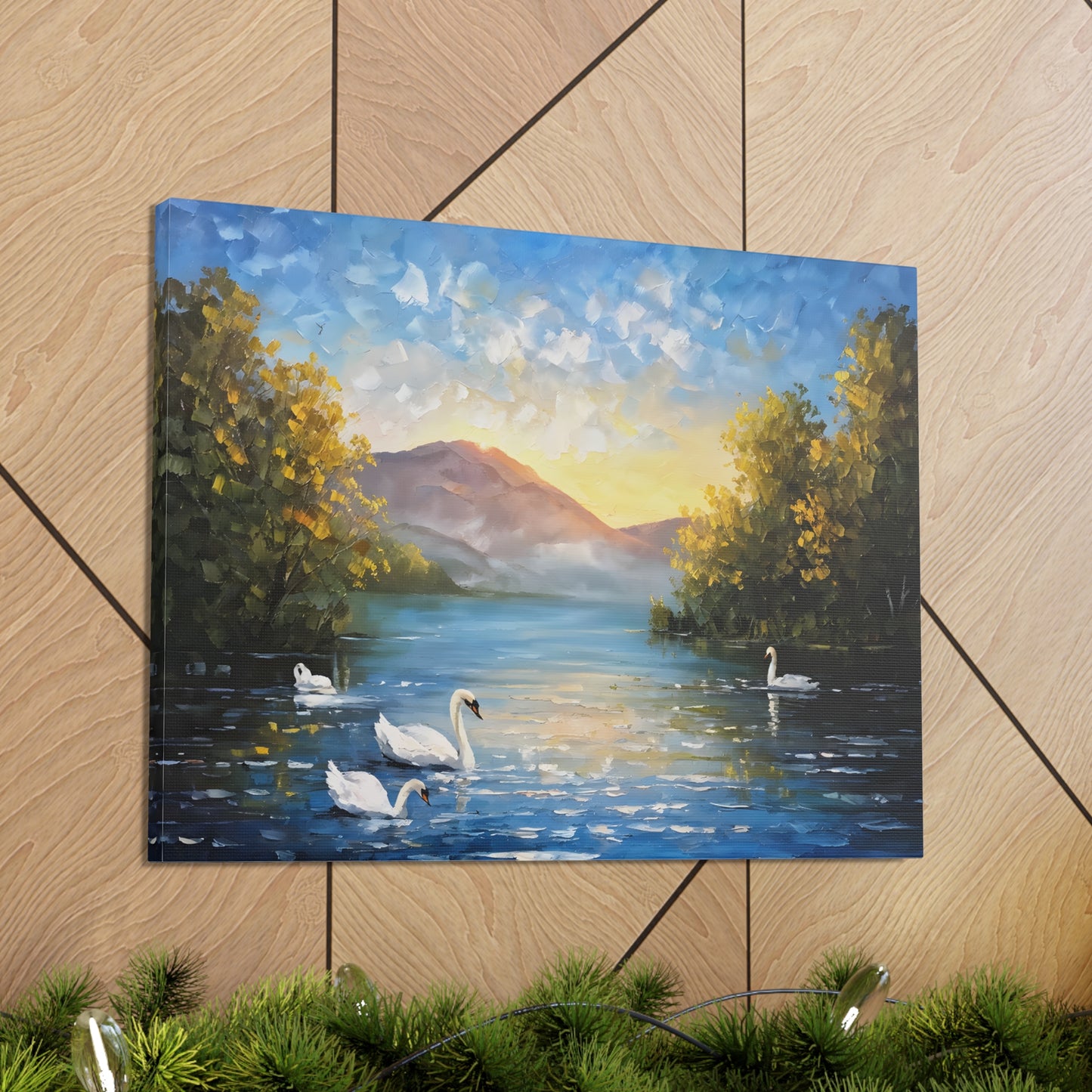 Gliding Swans: Classic Oil Painting Wall Décor