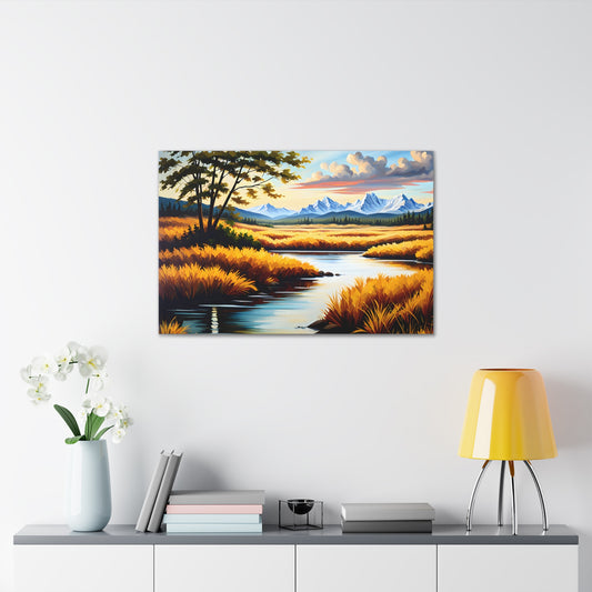 Golden Serenity: Classic Oil Painting Wall Décor