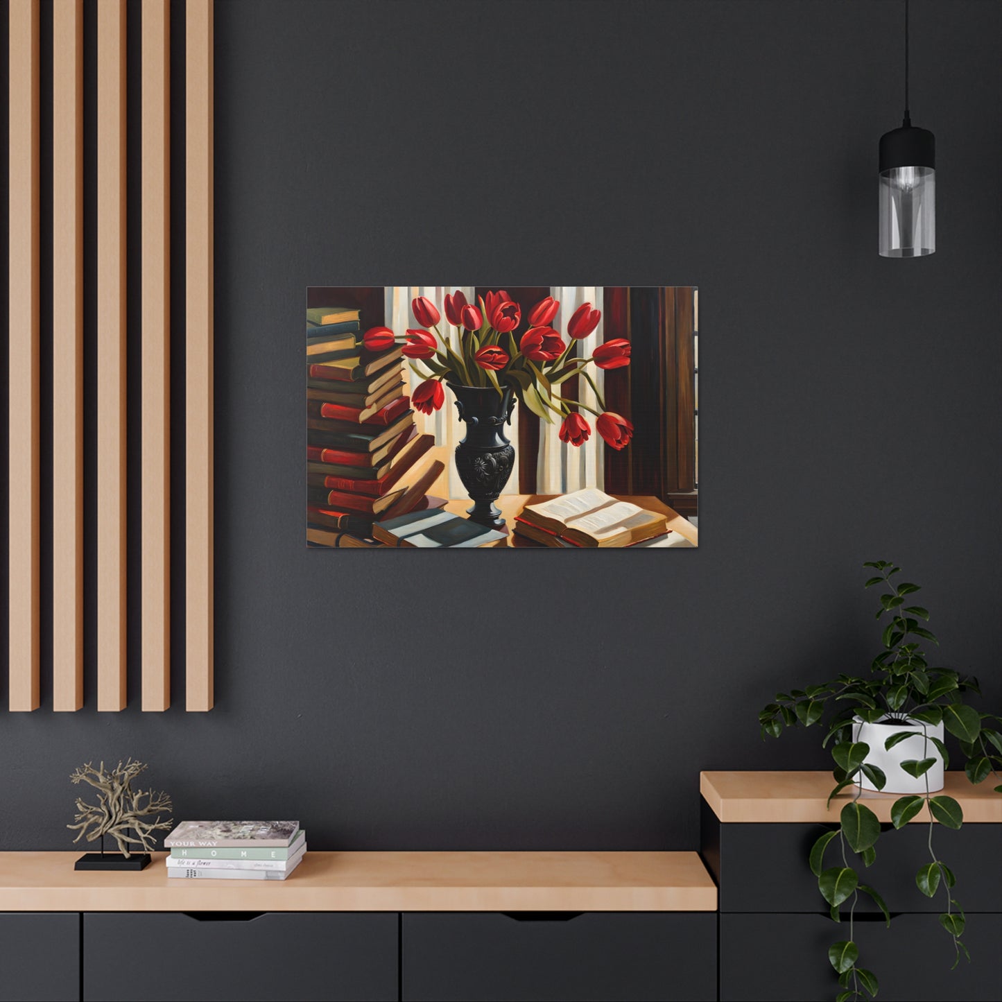 Drenched Tulips: Classic Oil Painting Wall Décor