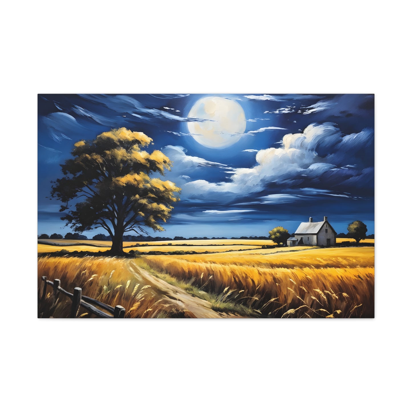 Moonlit Valley: Classic Oil Painting Wall Décor