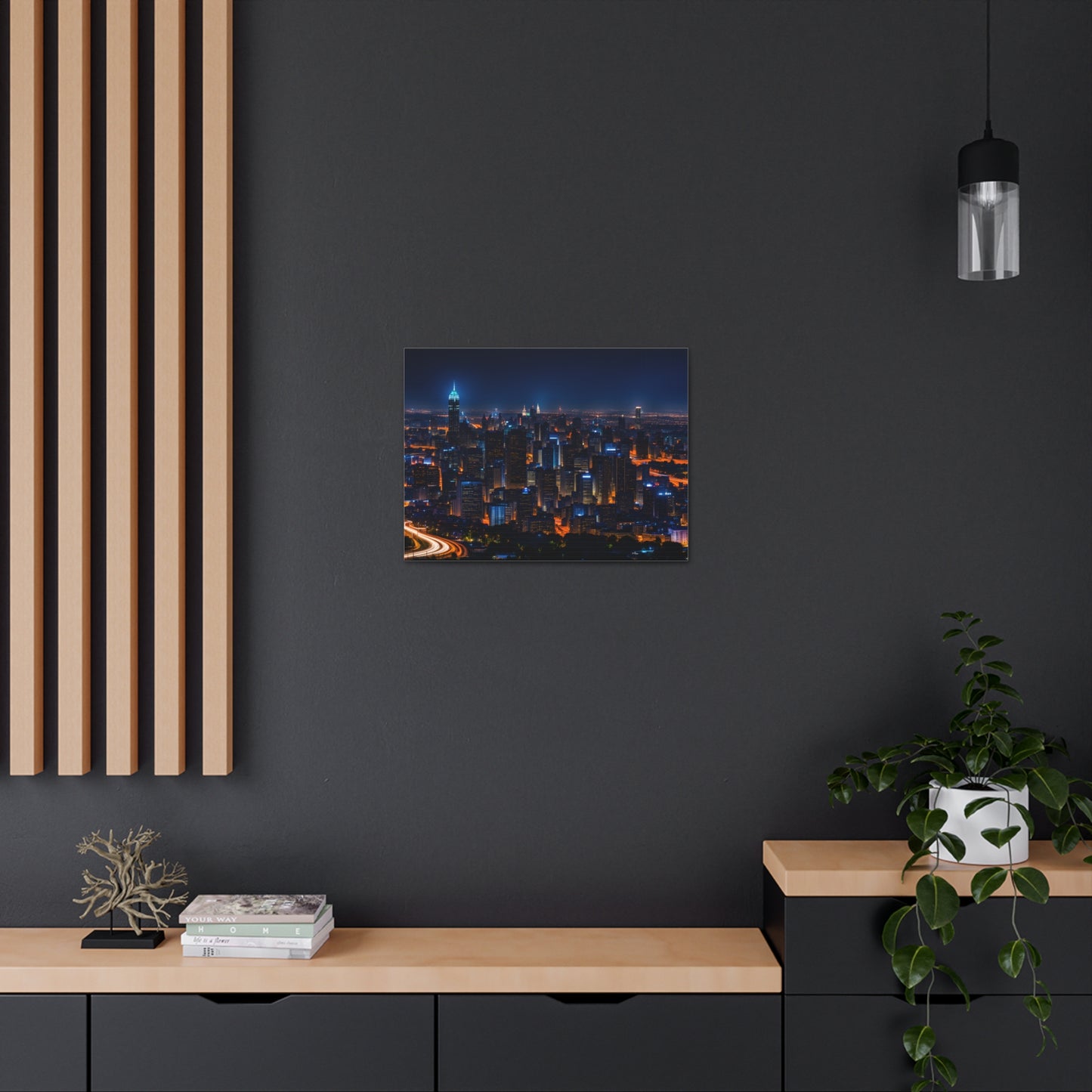 Nightfall Urban Tapestry: Cityscape Wall Décor