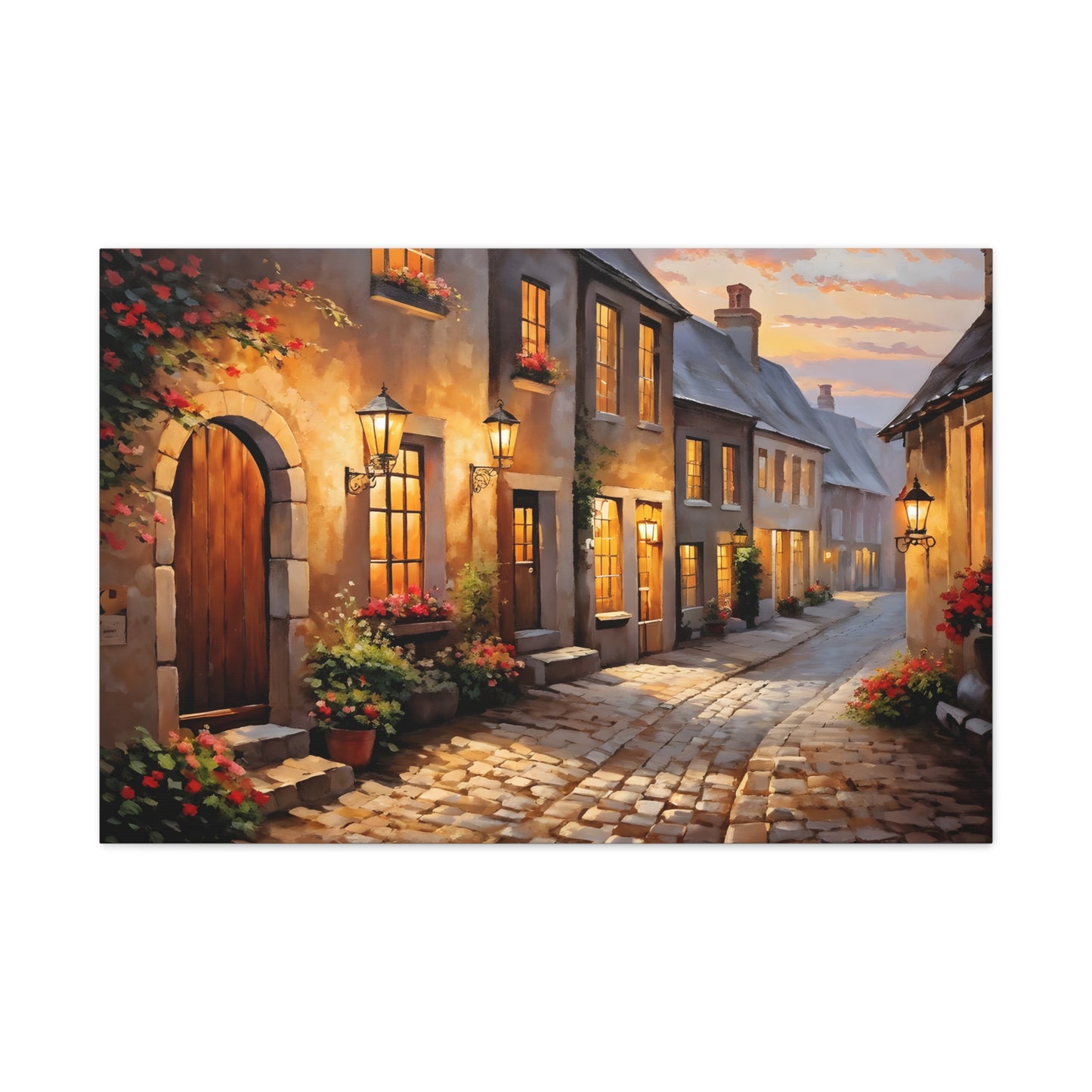 Cobblestone Path: Classic Oil Painting Wall Décor