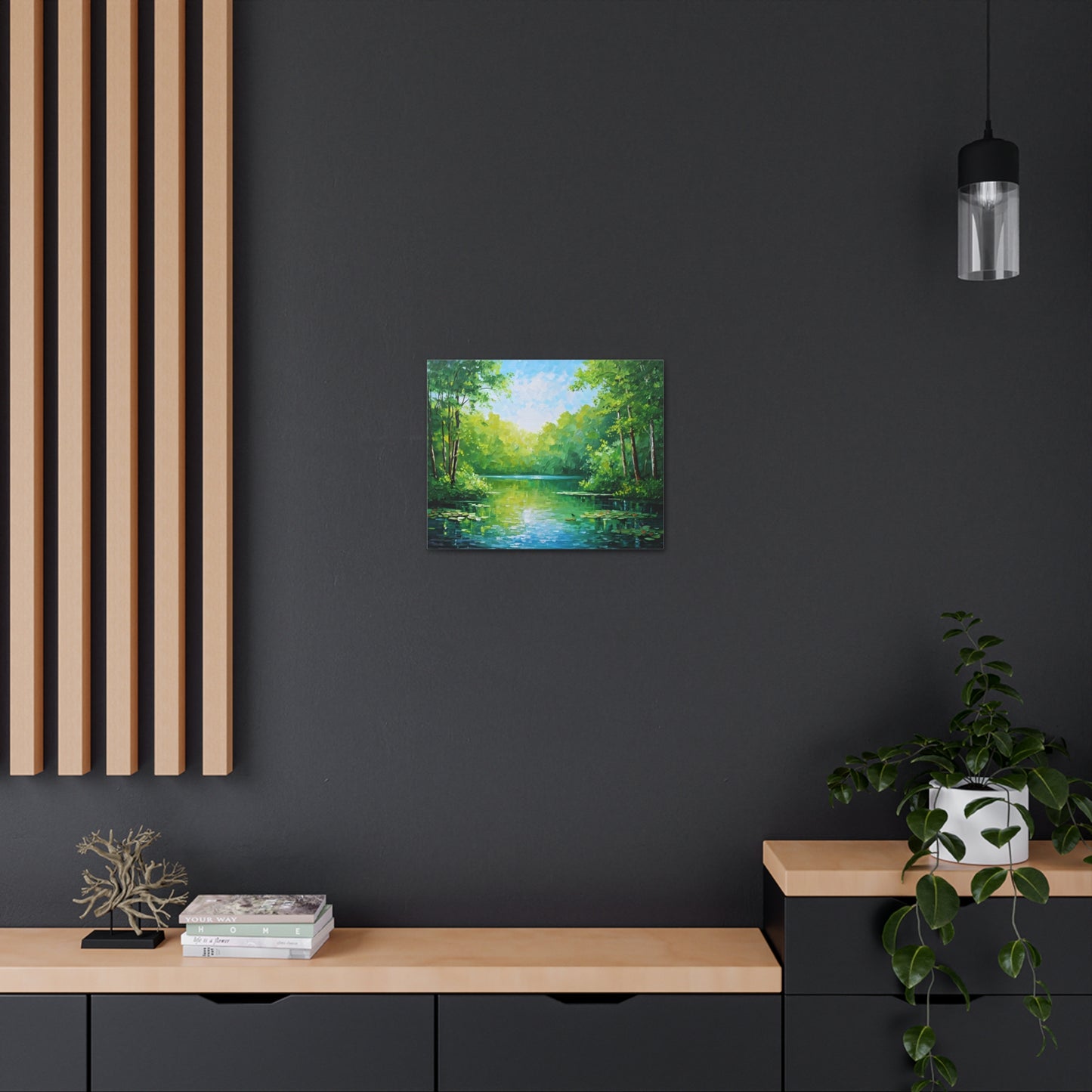 Serene Lagoon: Classic Oil Painting Wall Décor