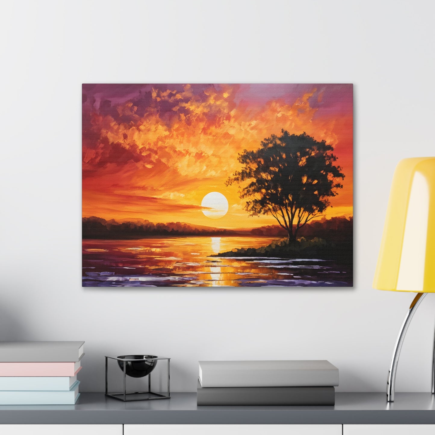 Golden Sunset: Classic Oil Painting Wall Décor