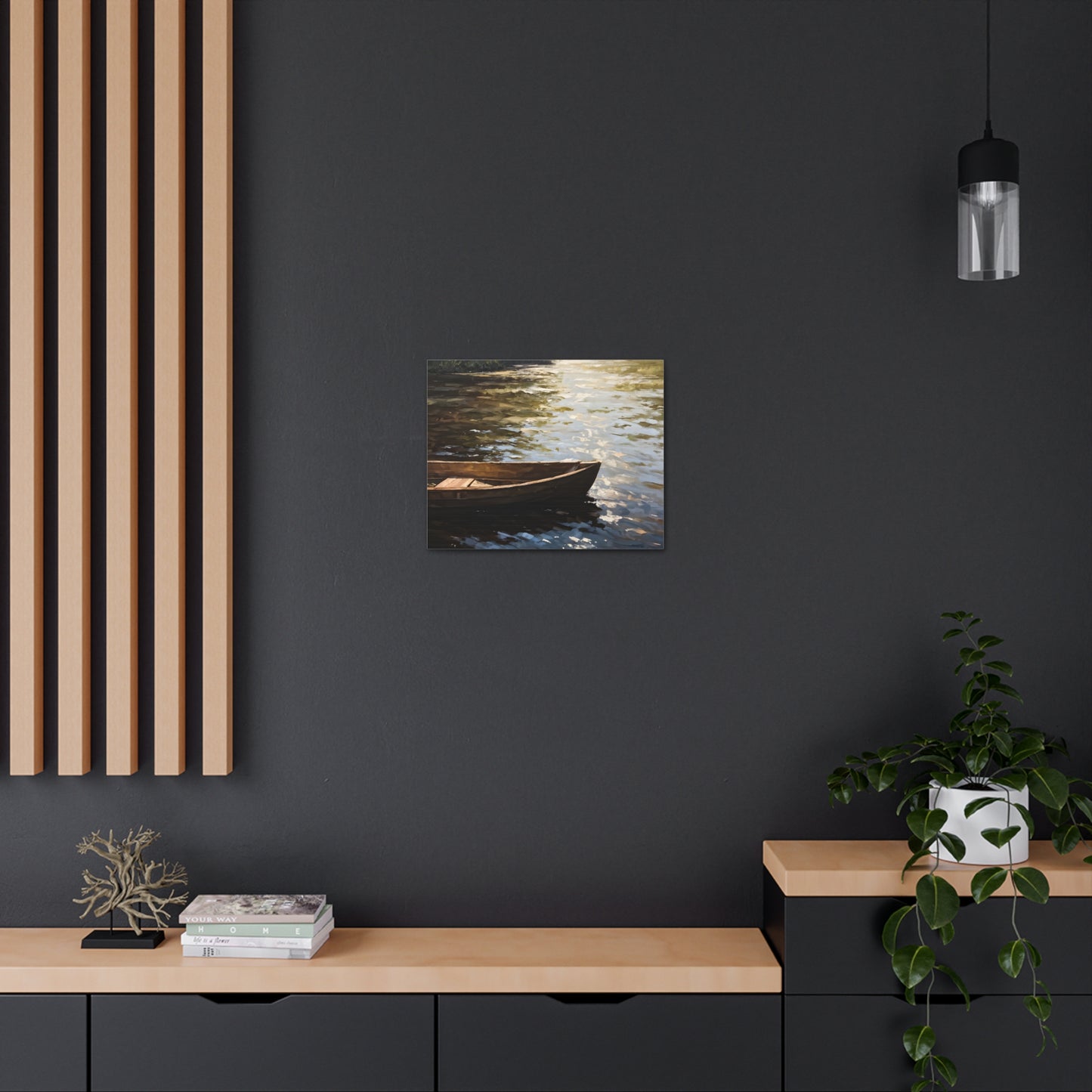 Serene Boat: Classic Oil Painting Wall Décor