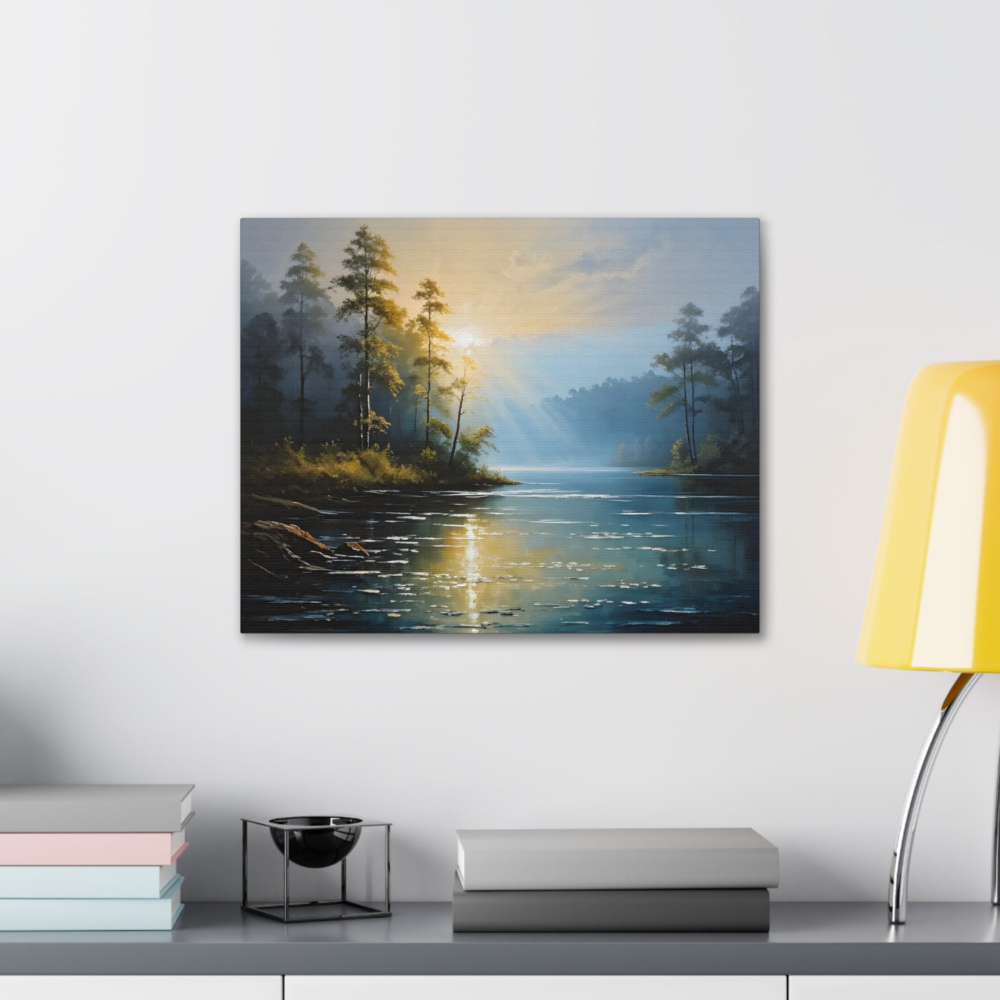 Foggy Lakeside: Classic Oil Painting Wall Décor