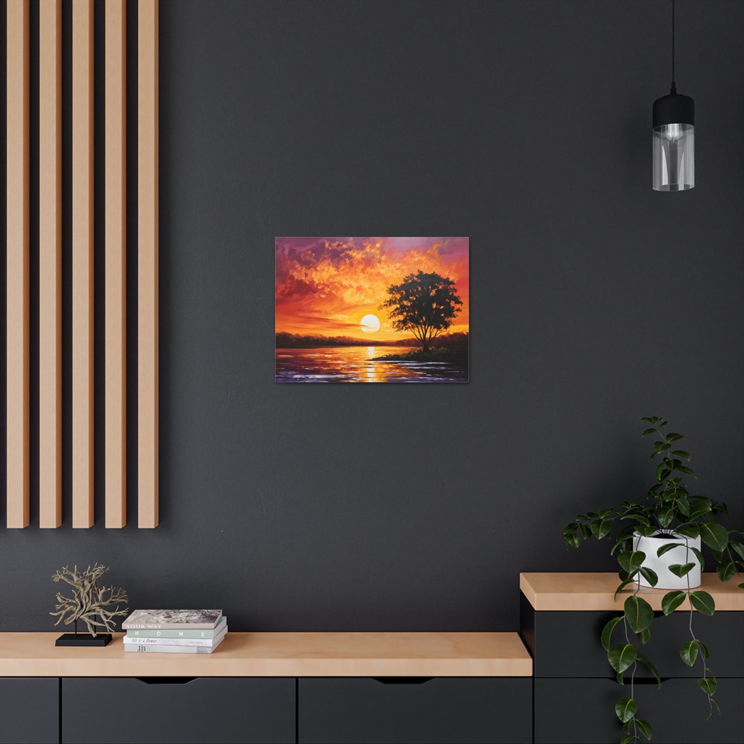 Golden Sunset: Classic Oil Painting Wall Décor