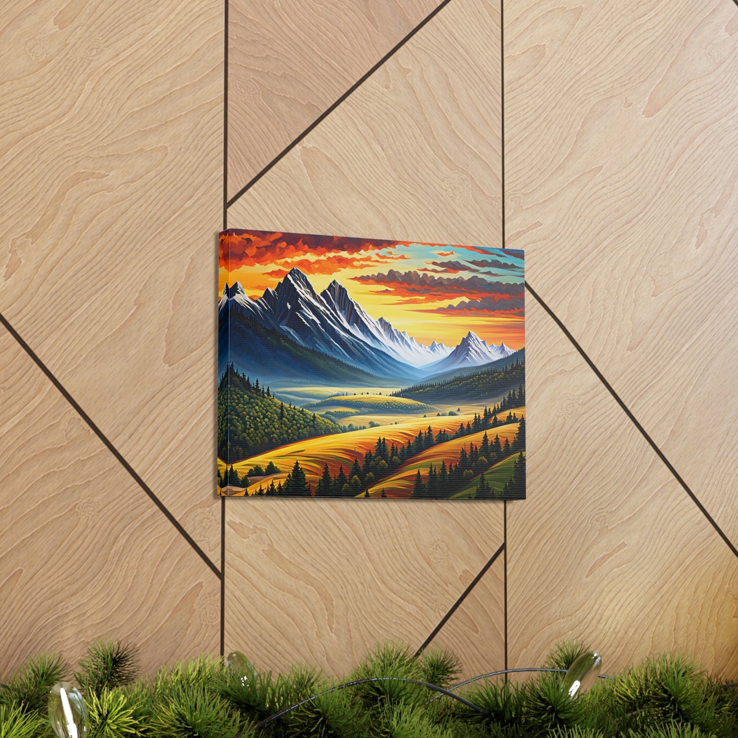 Mountain Echo: Classic Oil Painting Wall Décor