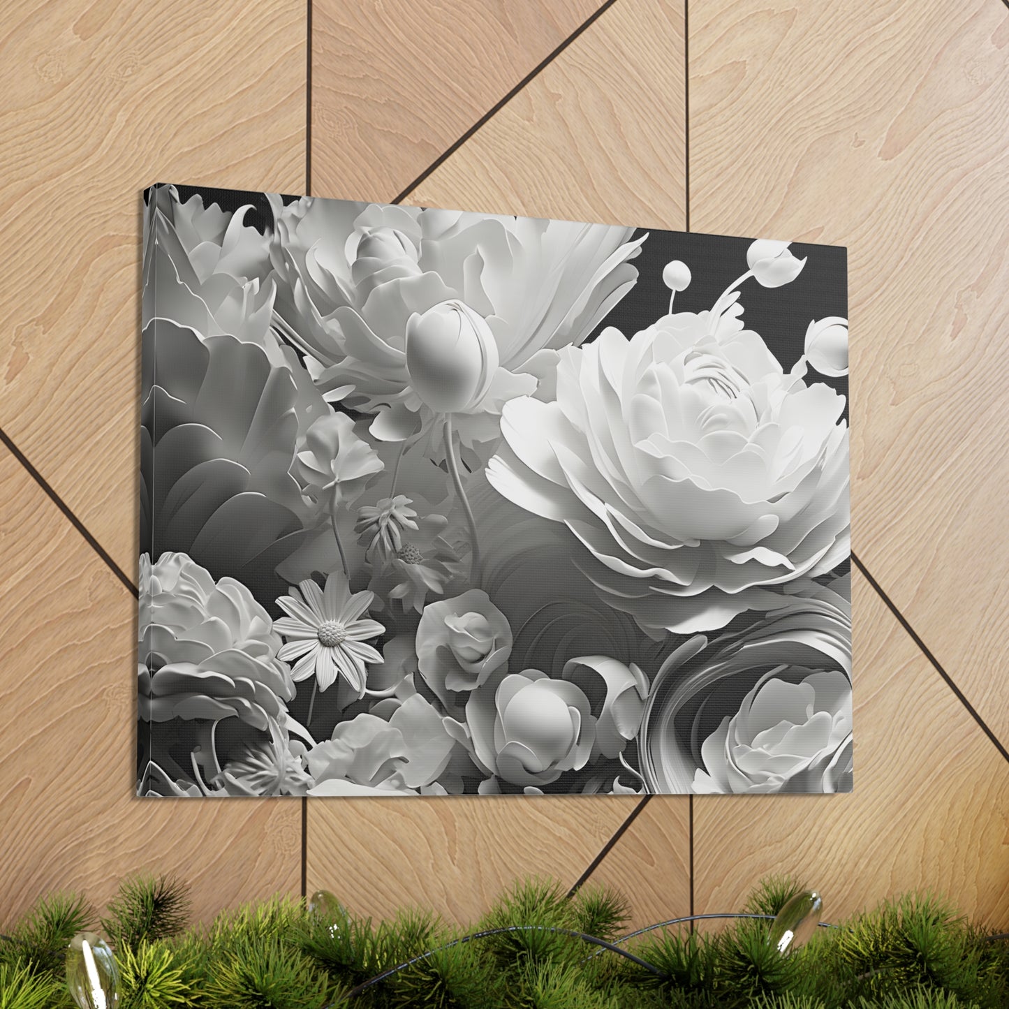 Marble Petals: Black and White Wall Décor