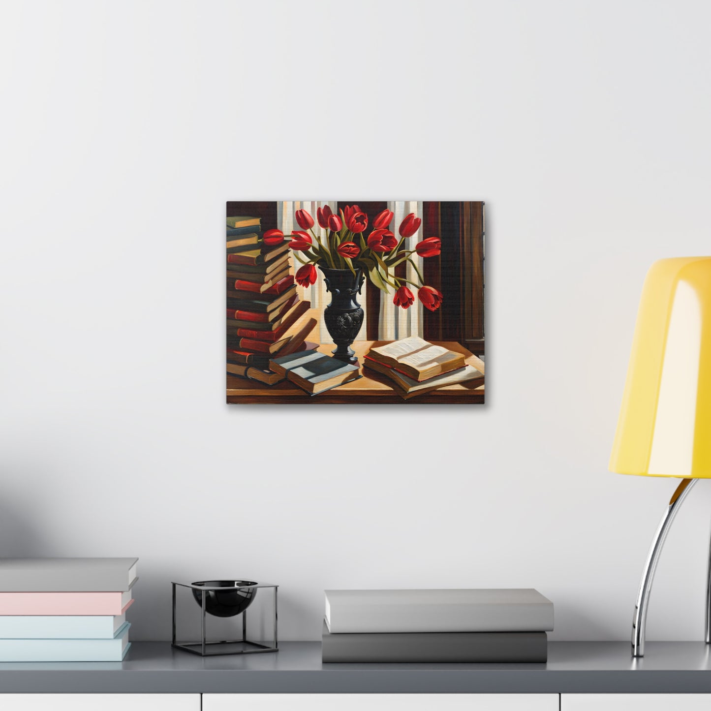 Drenched Tulips: Classic Oil Painting Wall Décor