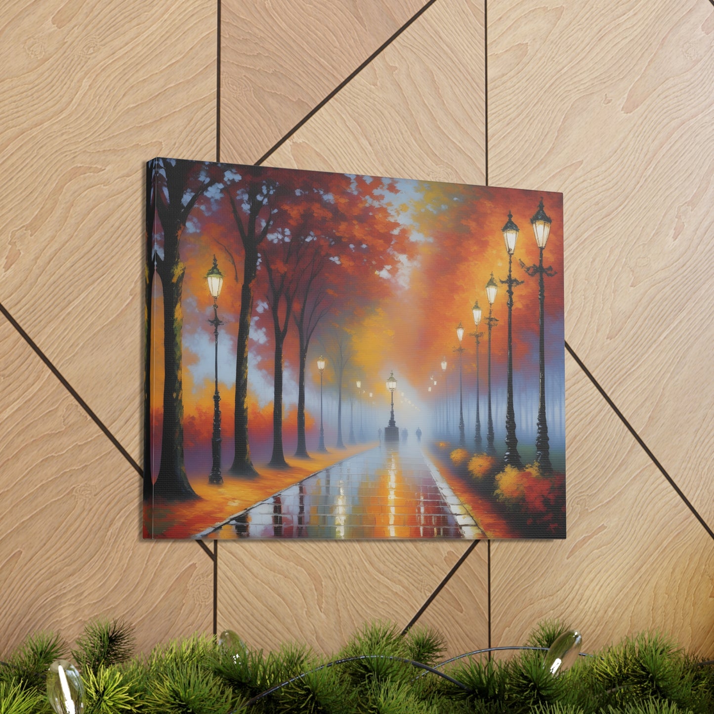 Lamp Post Serenity: Classic Oil Painting Wall Décor