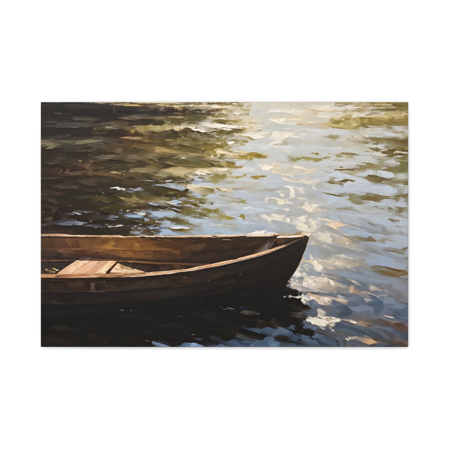 Serene Boat: Classic Oil Painting Wall Décor