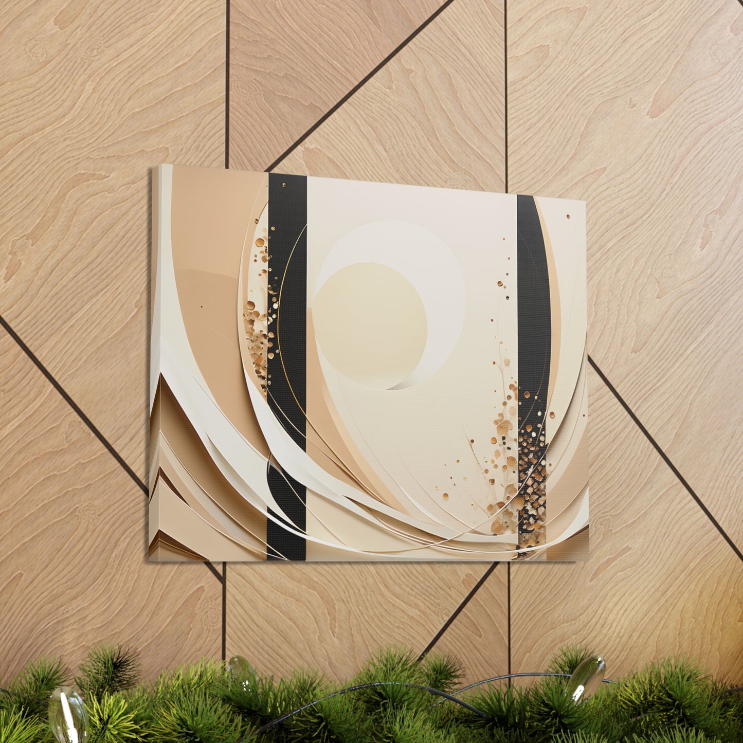 Subtle Crescent: Abstract Beige Wall Décor