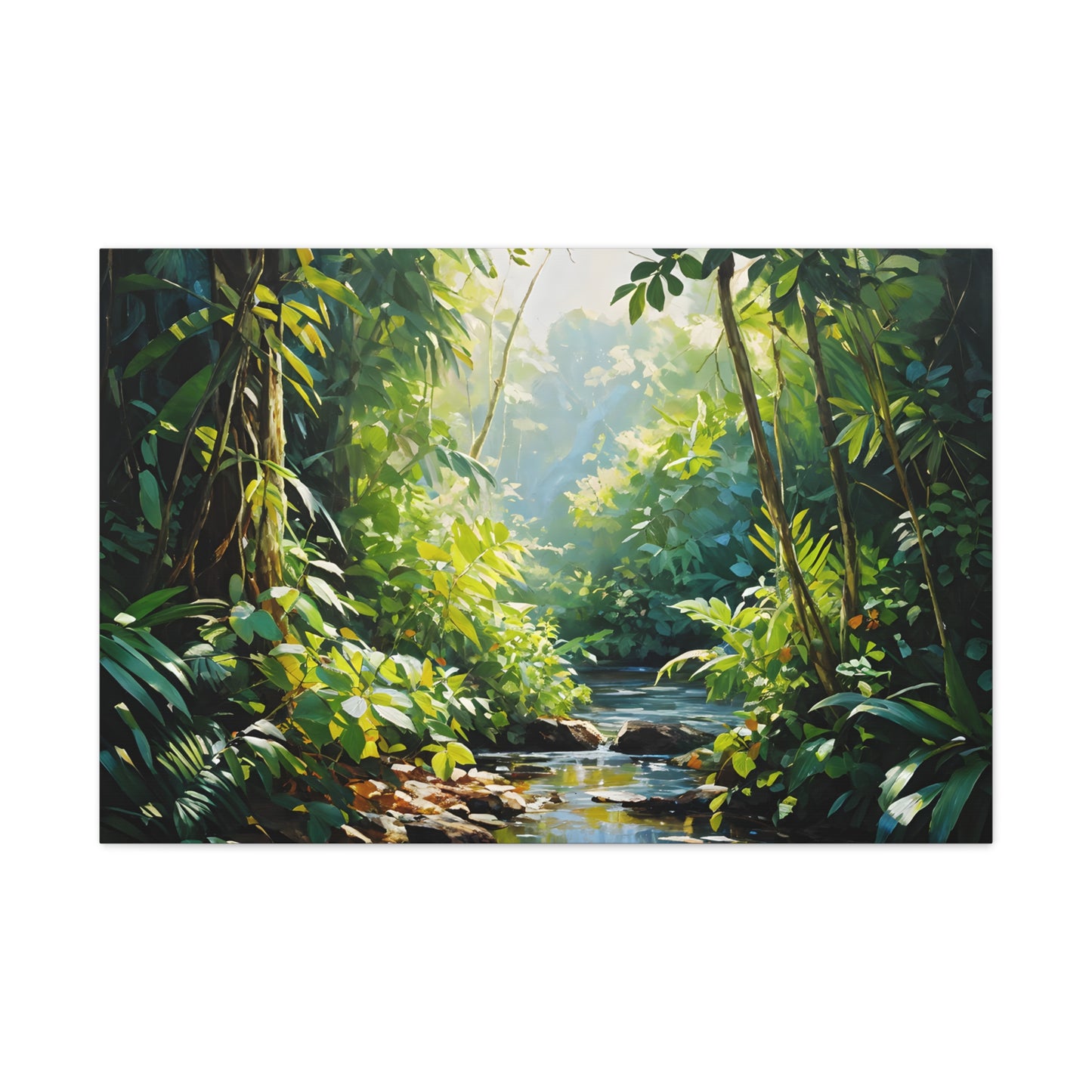 Verdant Stream: Classic Oil Painting Wall Décor