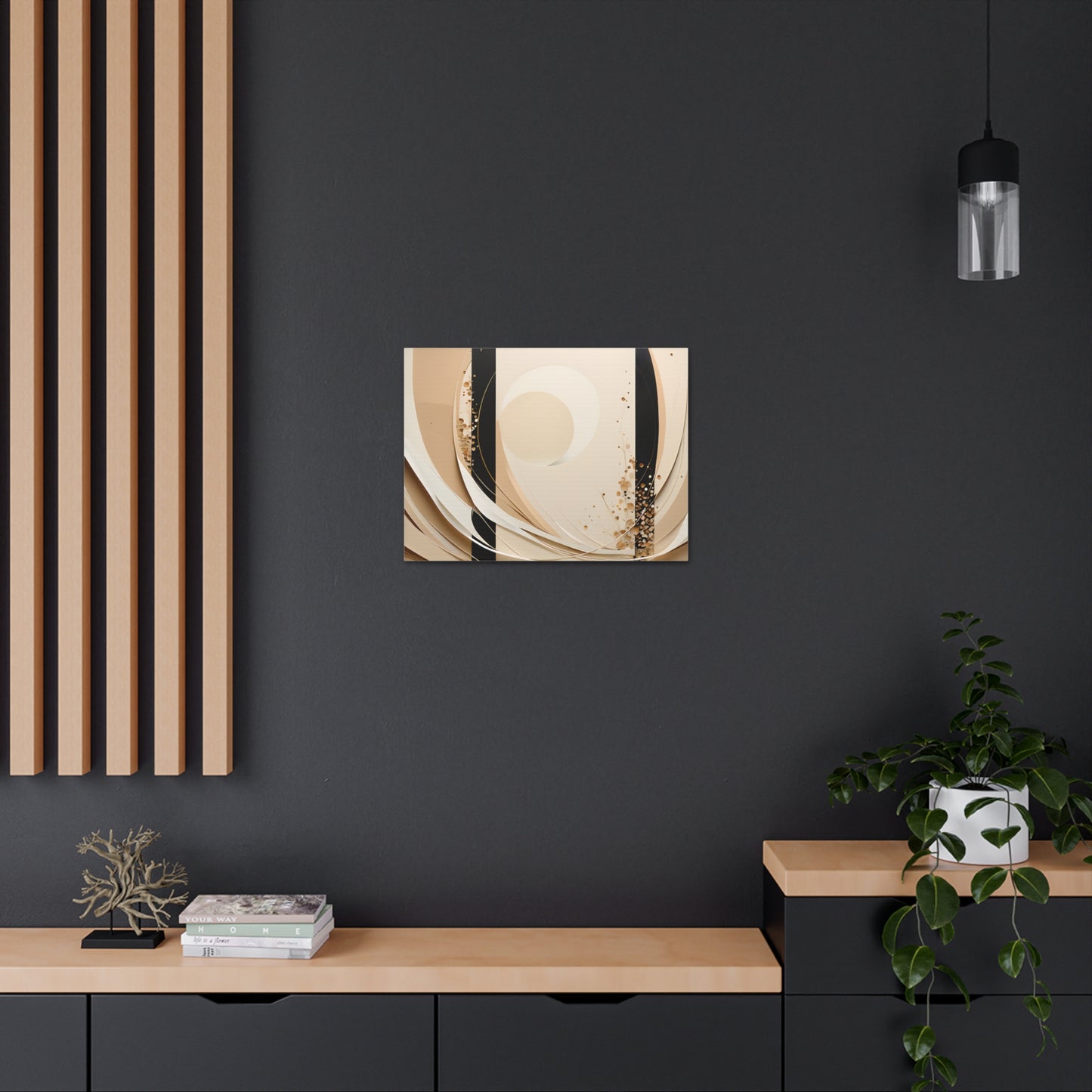 Subtle Crescent: Abstract Beige Wall Décor