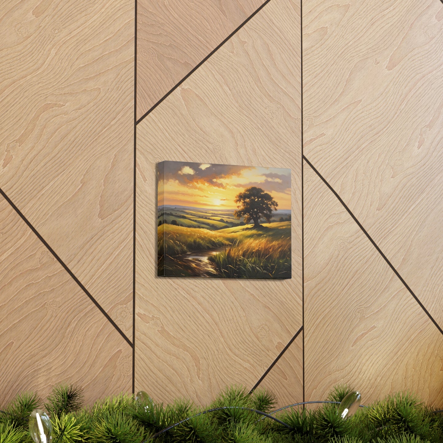 Sunrise Meadow: Classic Oil Painting Wall Décor