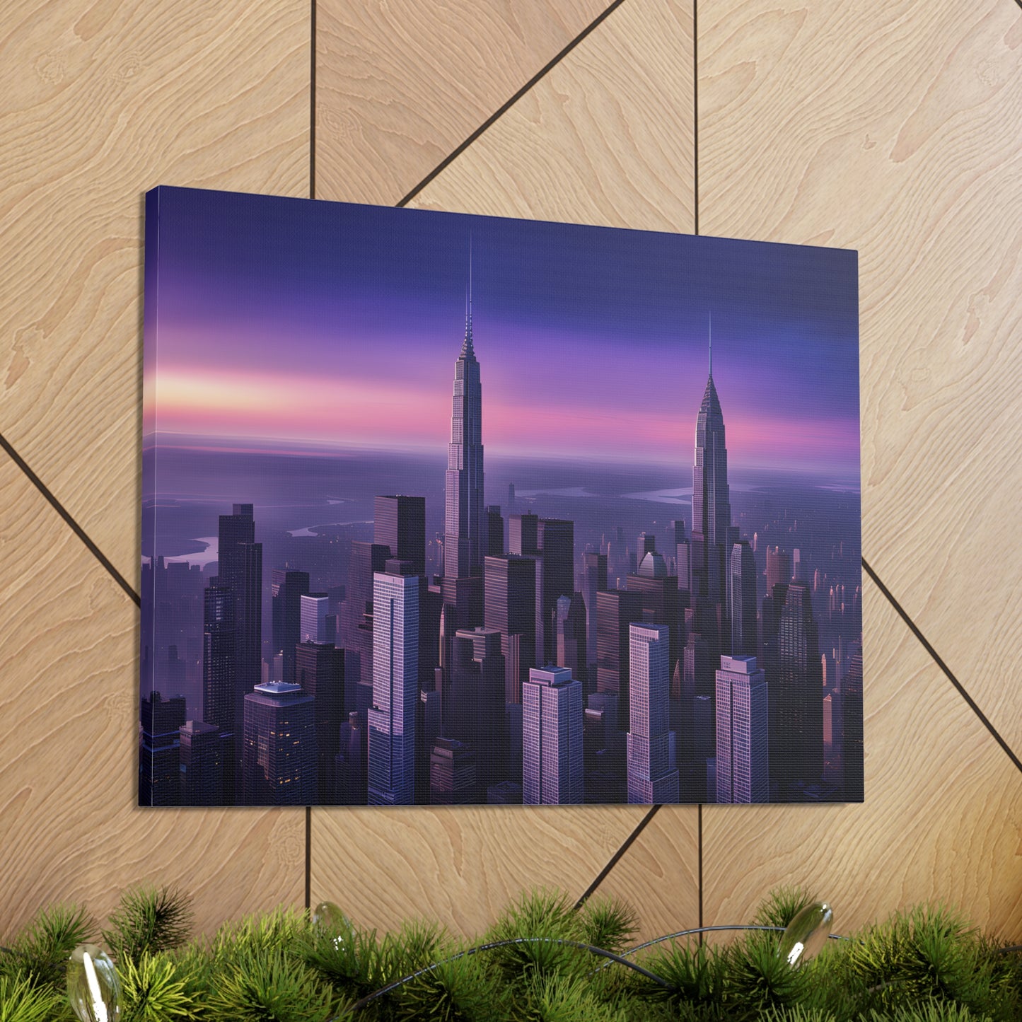 Purple Hues: Cityscape Wall Décor