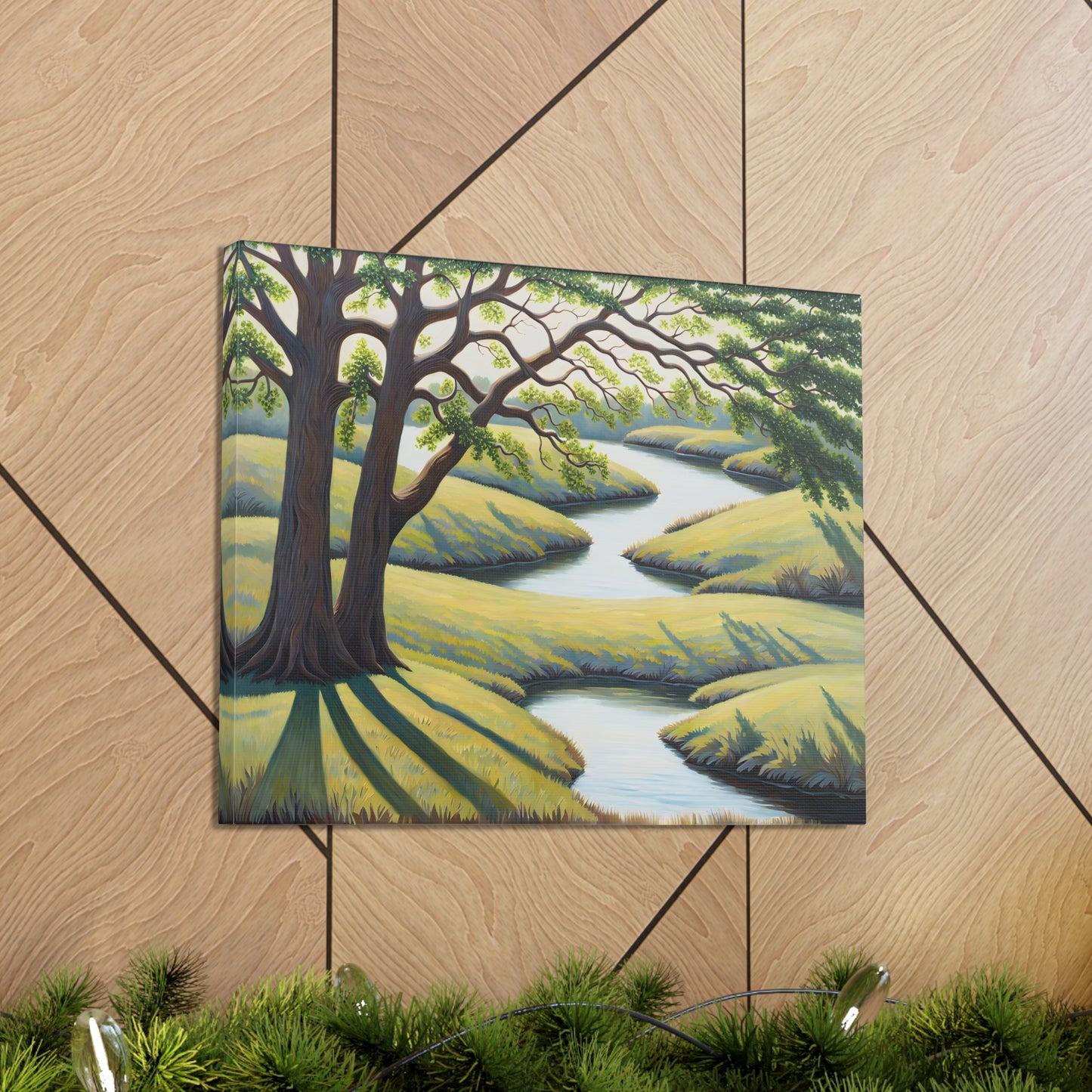 Evergreen Vista: Classic Oil Painting Wall Décor